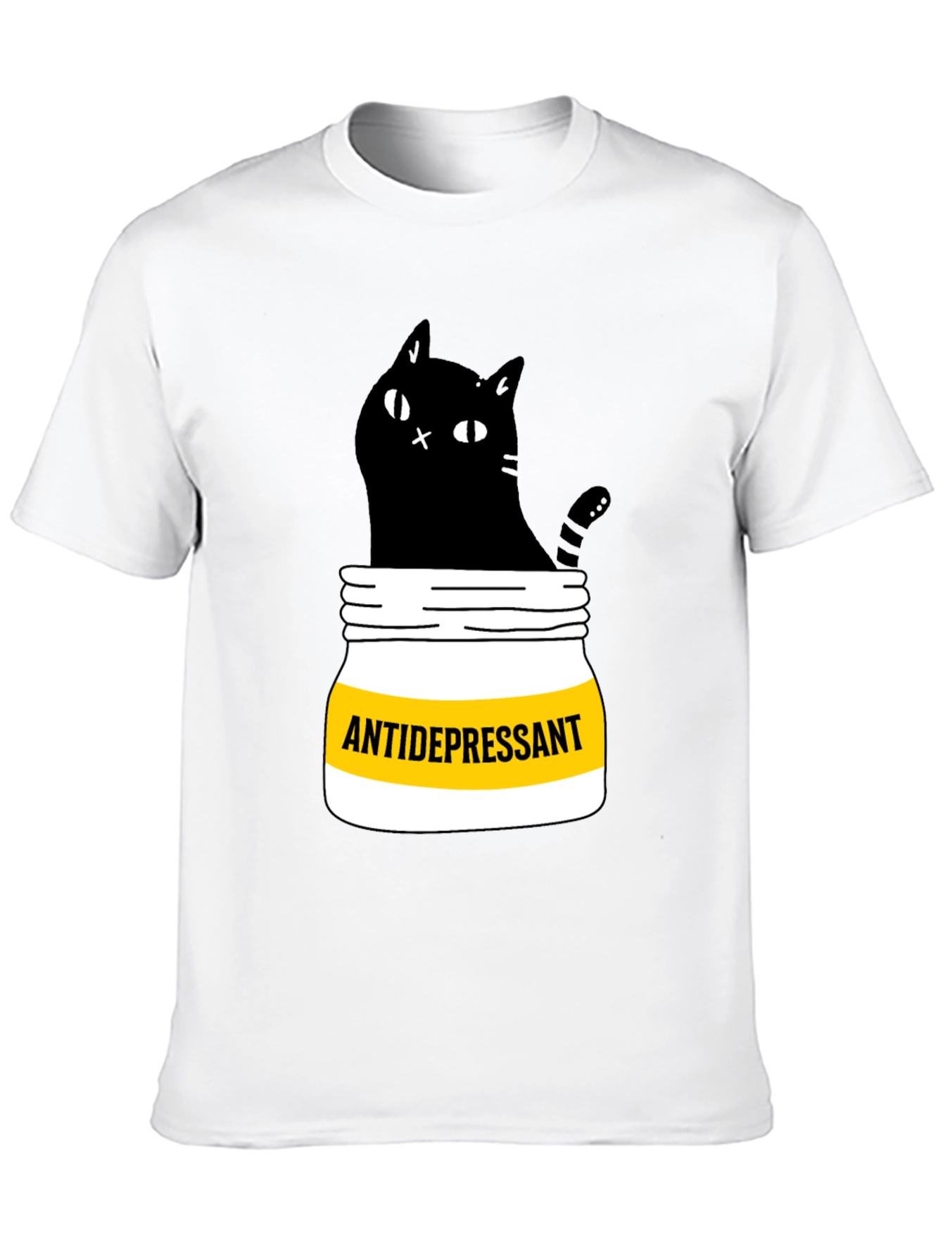 Antidepressant Cat T-Shirt - Funny Black Cat Graphic Tee
