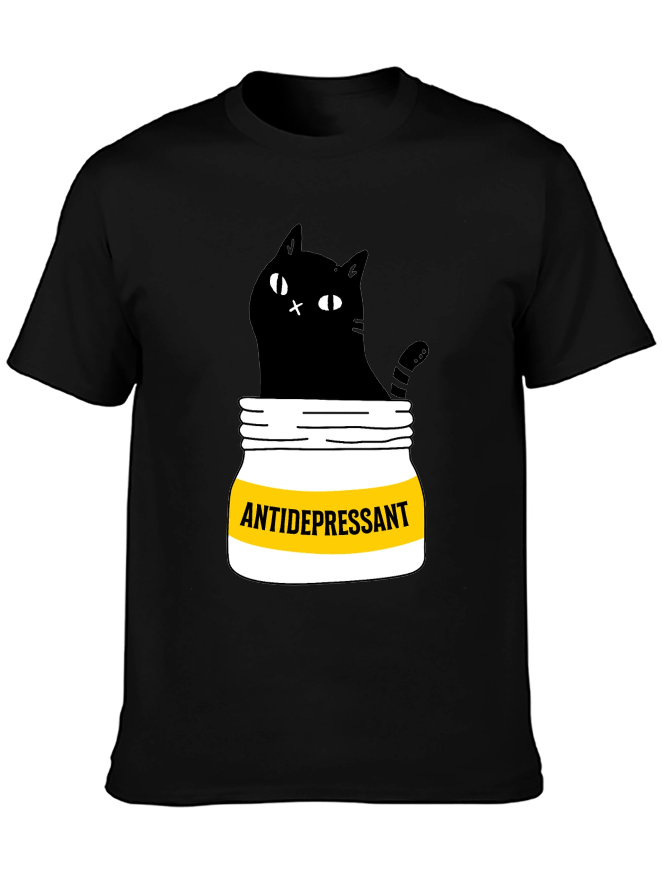 Antidepressant Cat T-Shirt - Funny Black Cat Graphic Tee