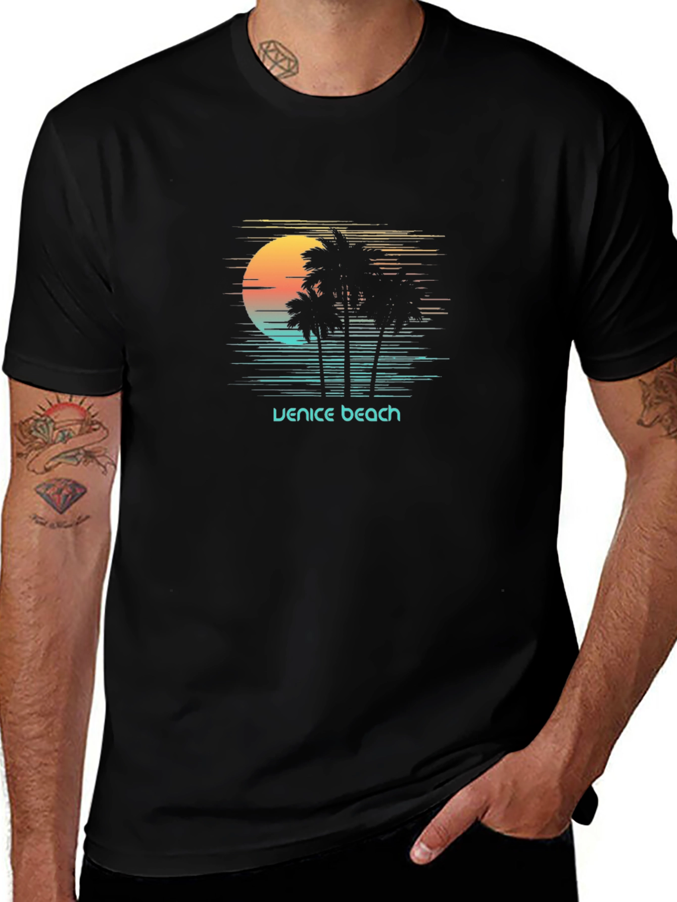 Venice Beach Sunset Graphic T-Shirt