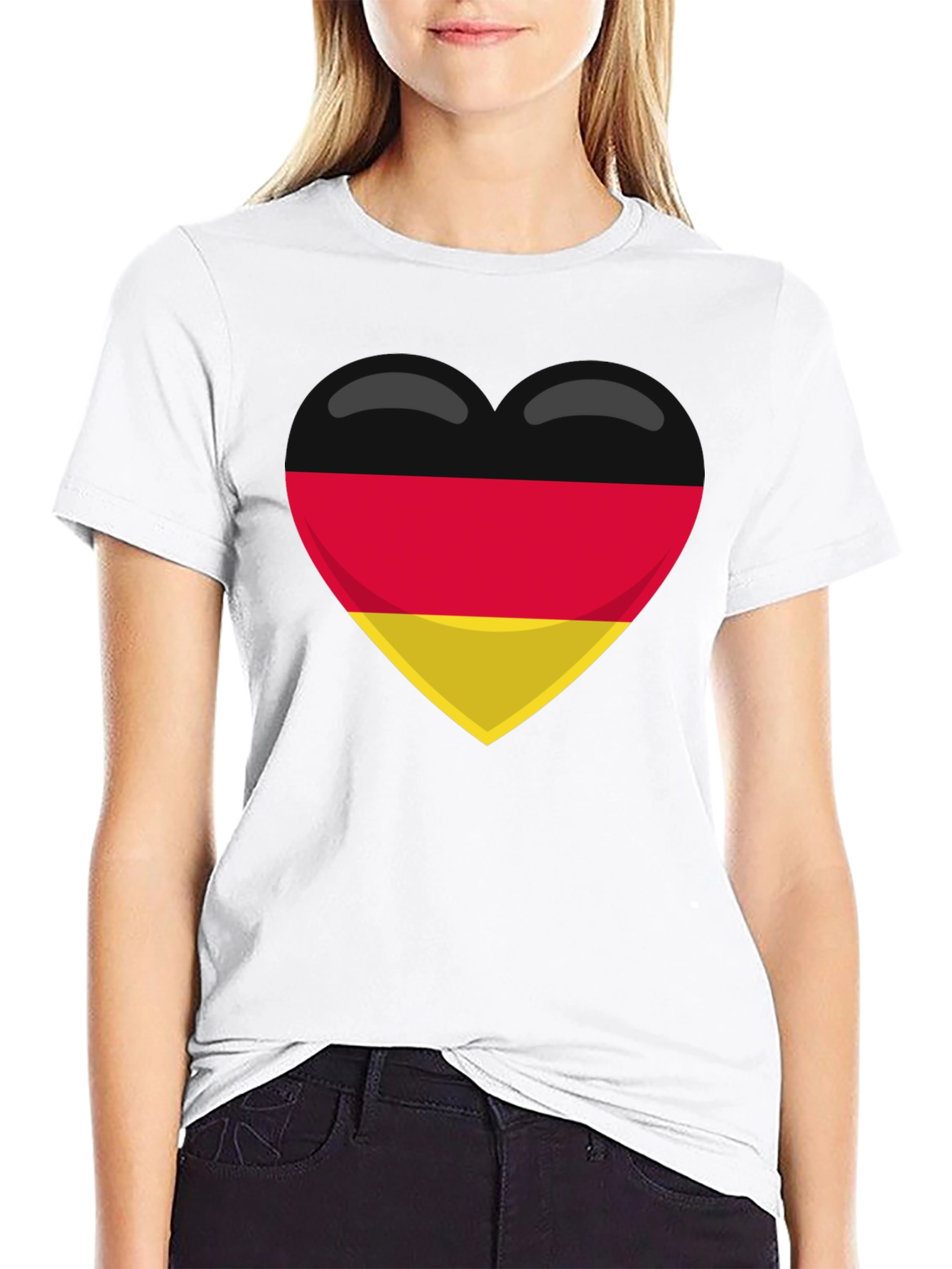 German Flag Heart Emoji Black T-Shirt