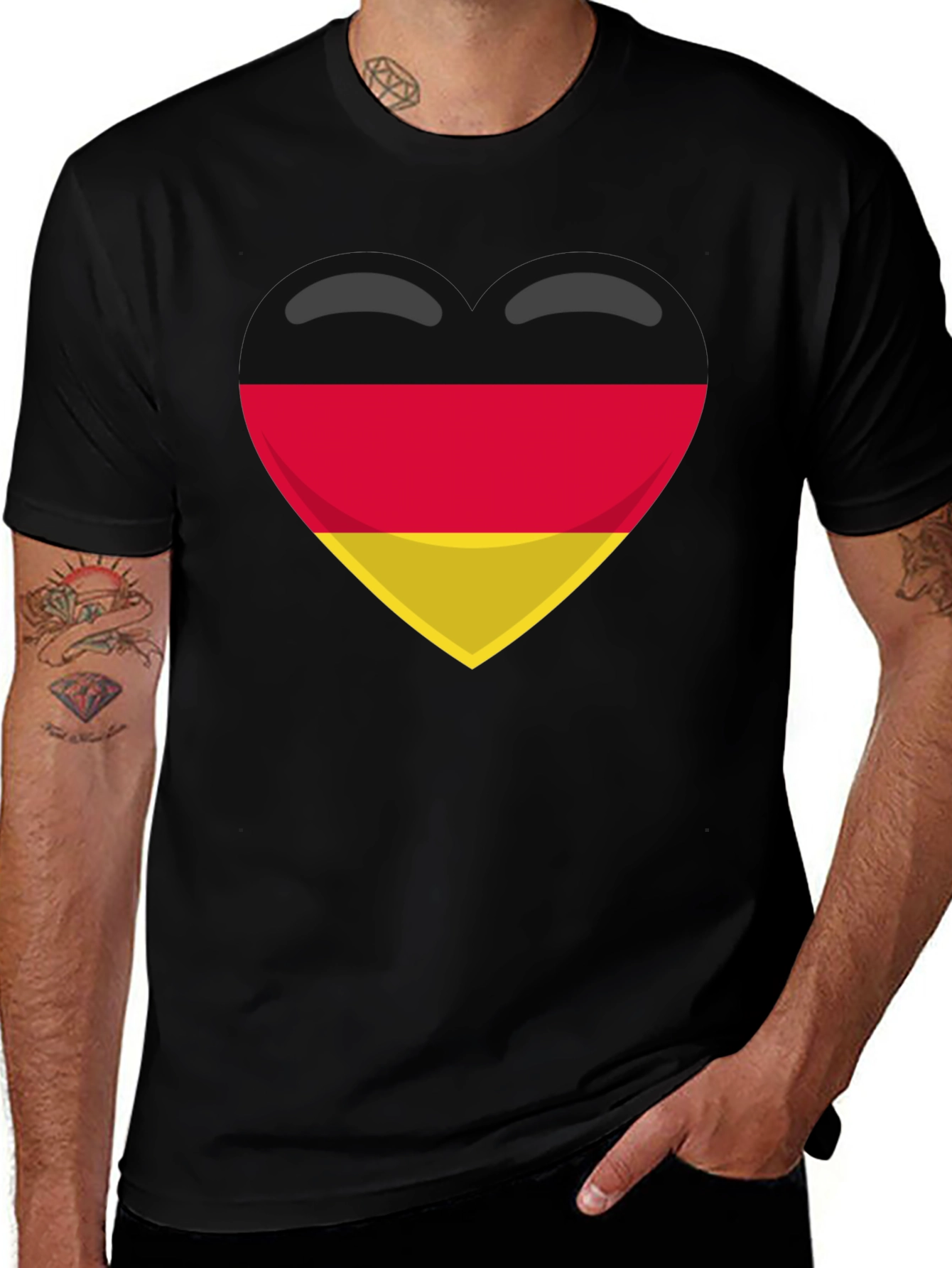 German Flag Heart Emoji Black T-Shirt