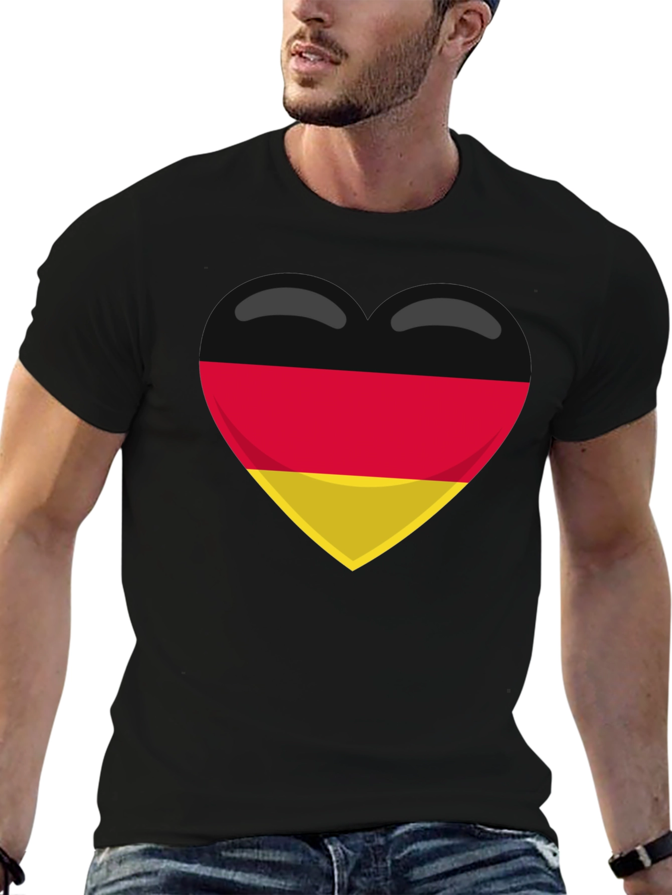 German Flag Heart Emoji Black T-Shirt