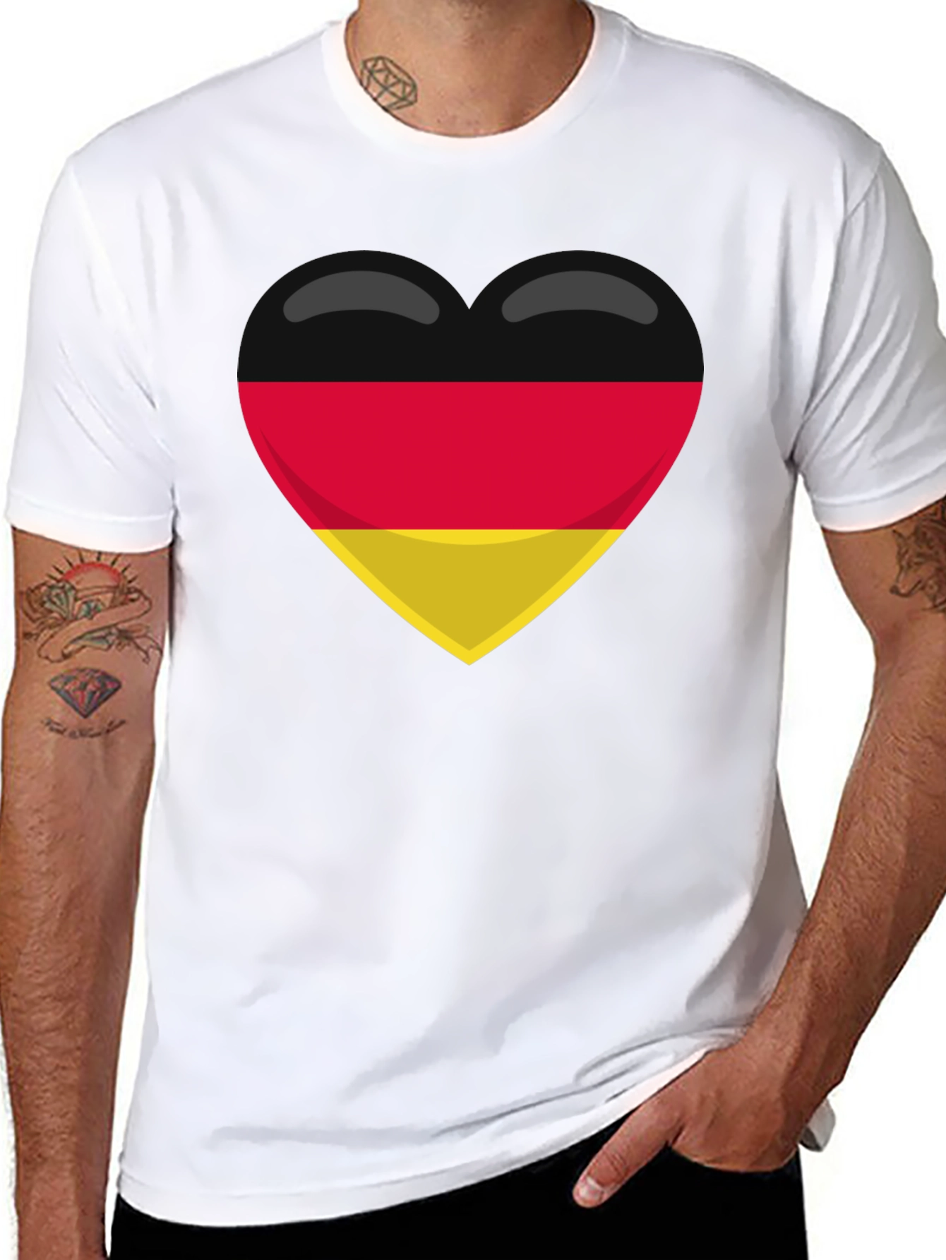 German Flag Heart Emoji Black T-Shirt
