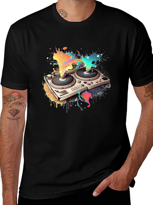 Colorful DJ Turntable Graphic T-Shirt