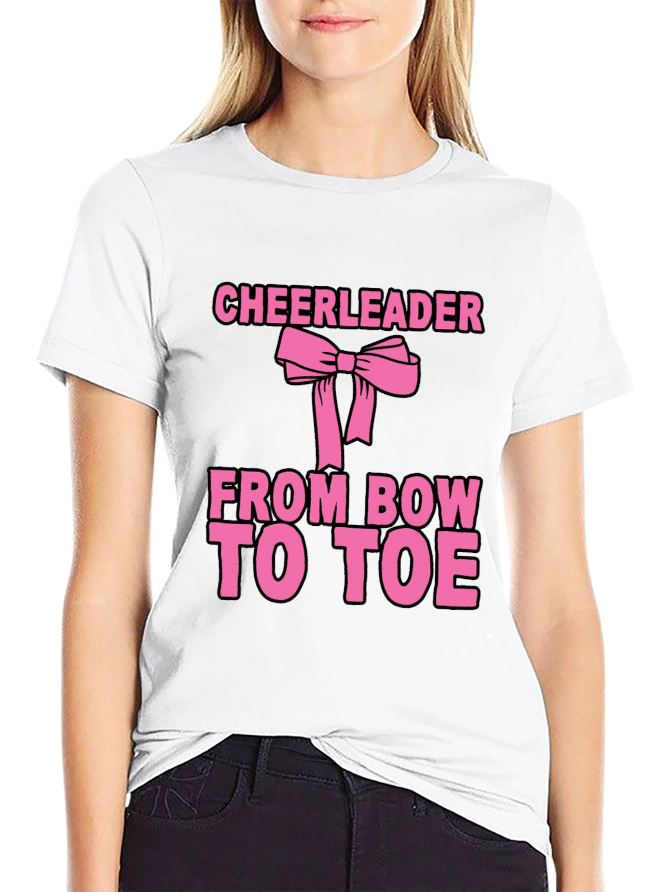 Cheerleader Bow to Toe Black T-Shirt