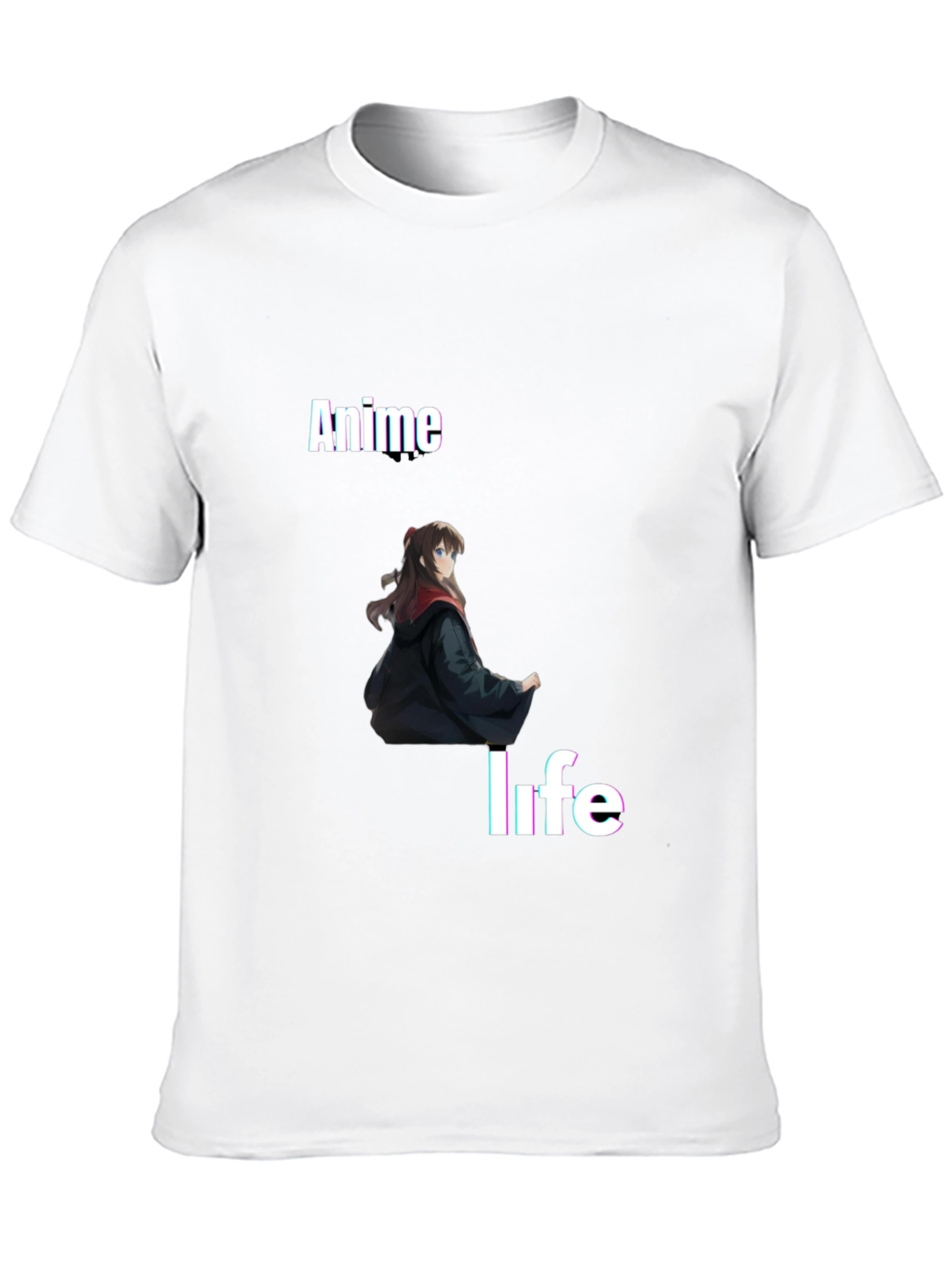 Anime Life Graphic Tee - Black Crew Neck T-Shirt
