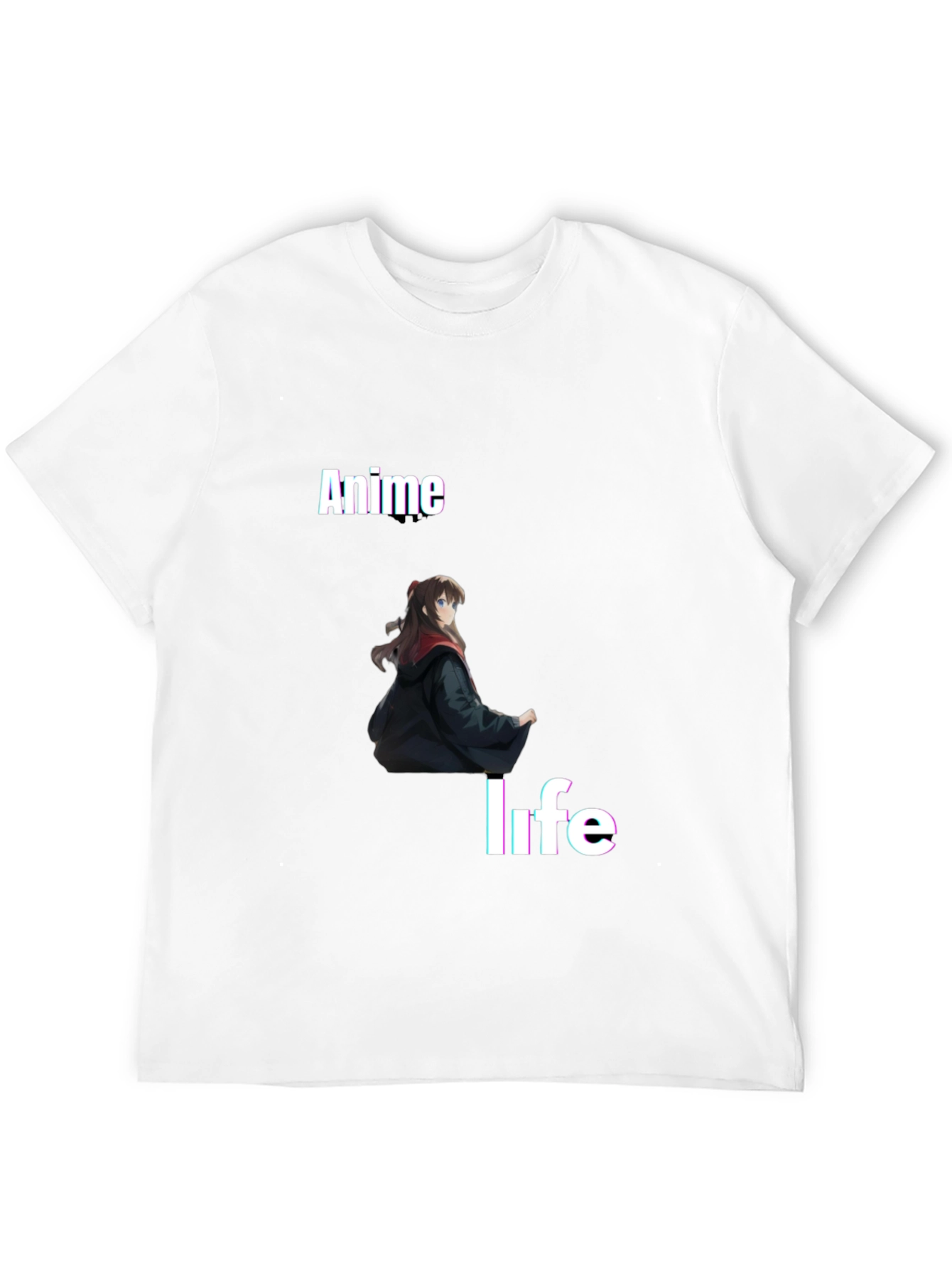 Anime Life Graphic Tee - Black Crew Neck T-Shirt