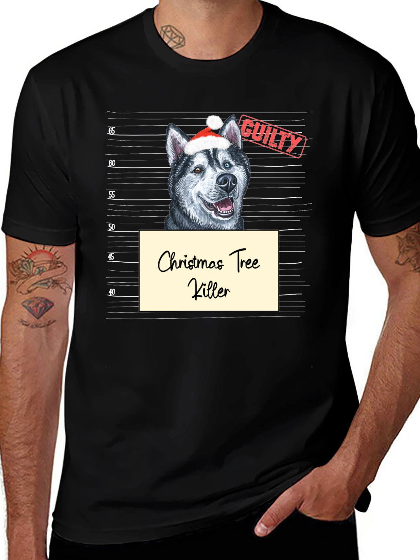 Christmas Tree Killer Dog Mugshot T-Shirt
