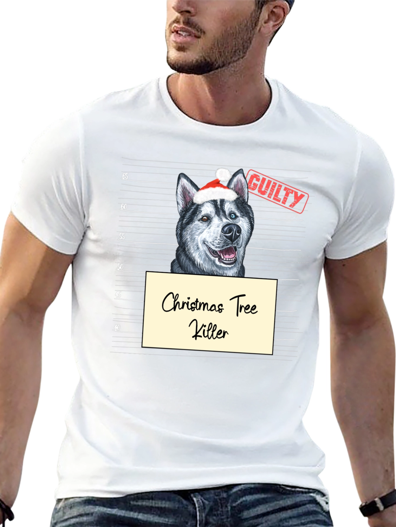 Christmas Tree Killer Dog Mugshot T-Shirt