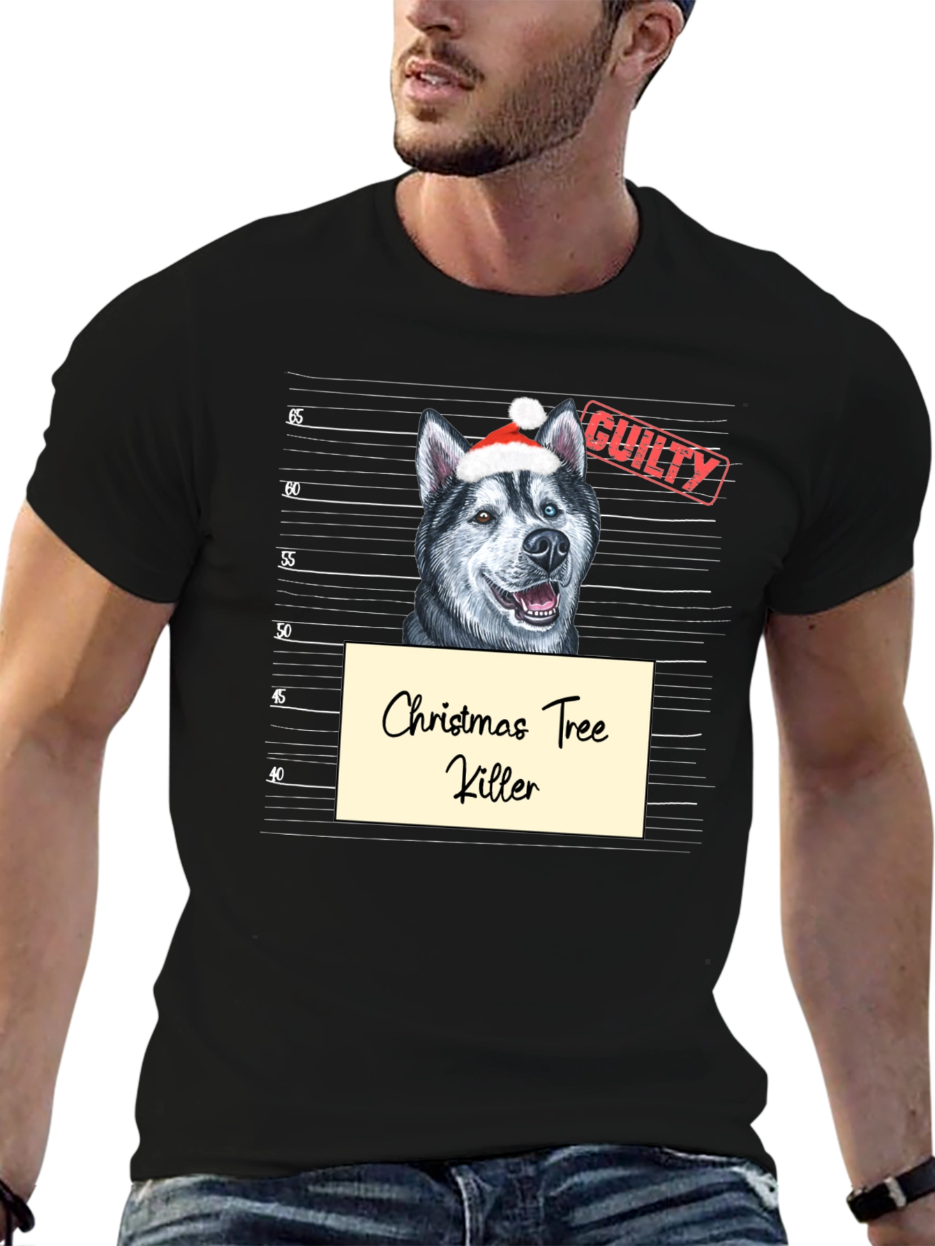 Christmas Tree Killer Dog Mugshot T-Shirt
