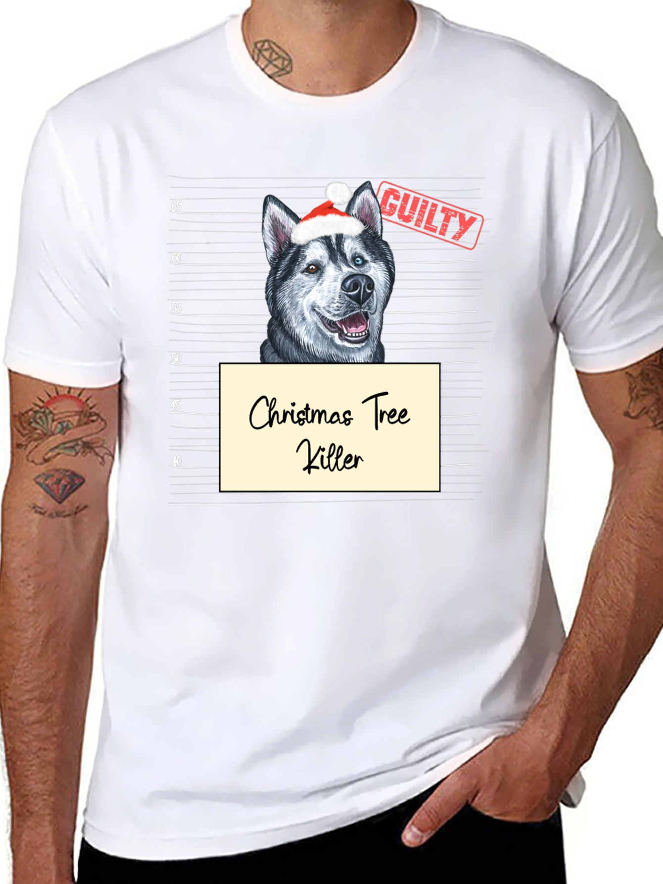 Christmas Tree Killer Dog Mugshot T-Shirt