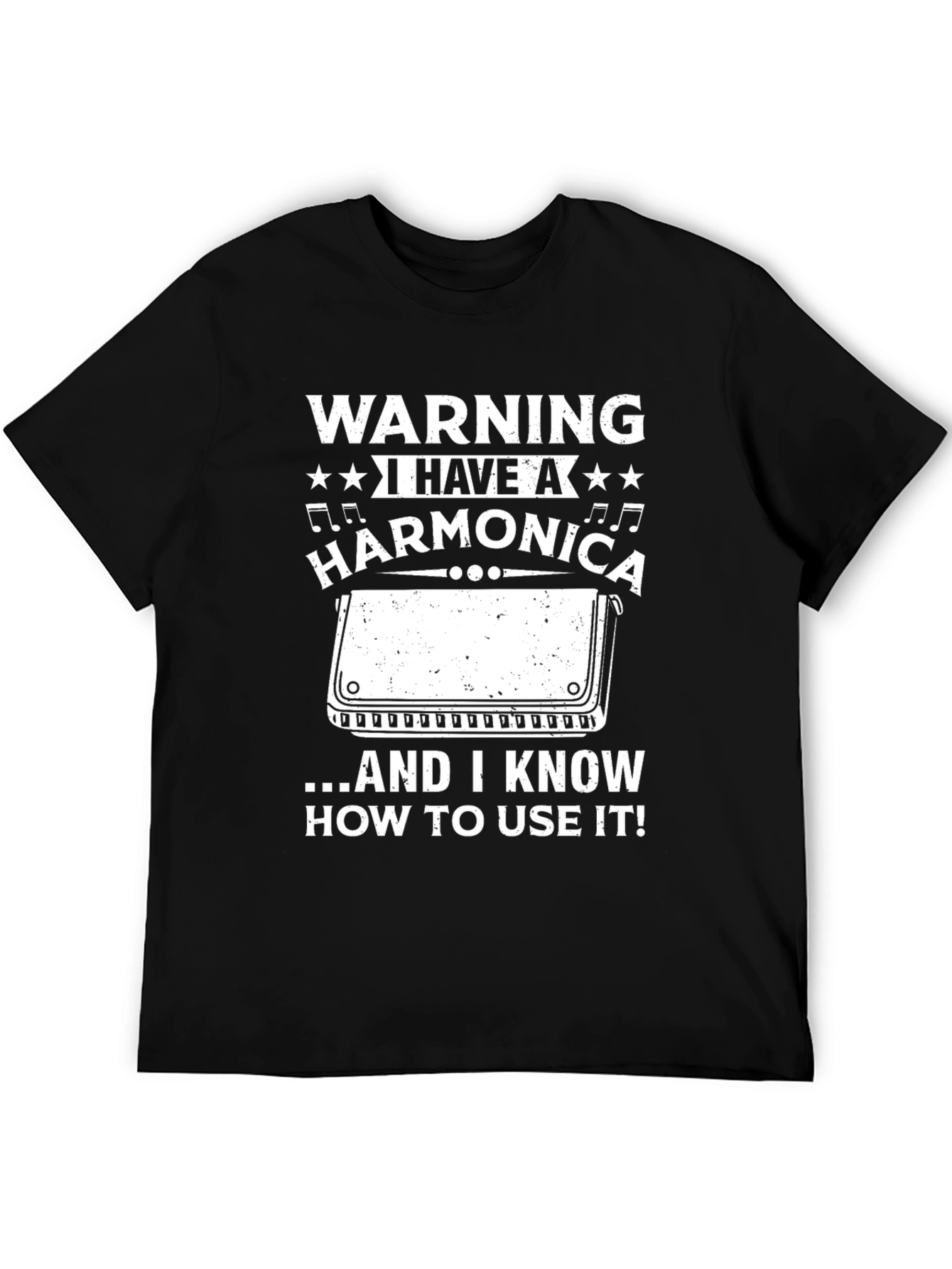 Warning Harmonica Player T-Shirt
