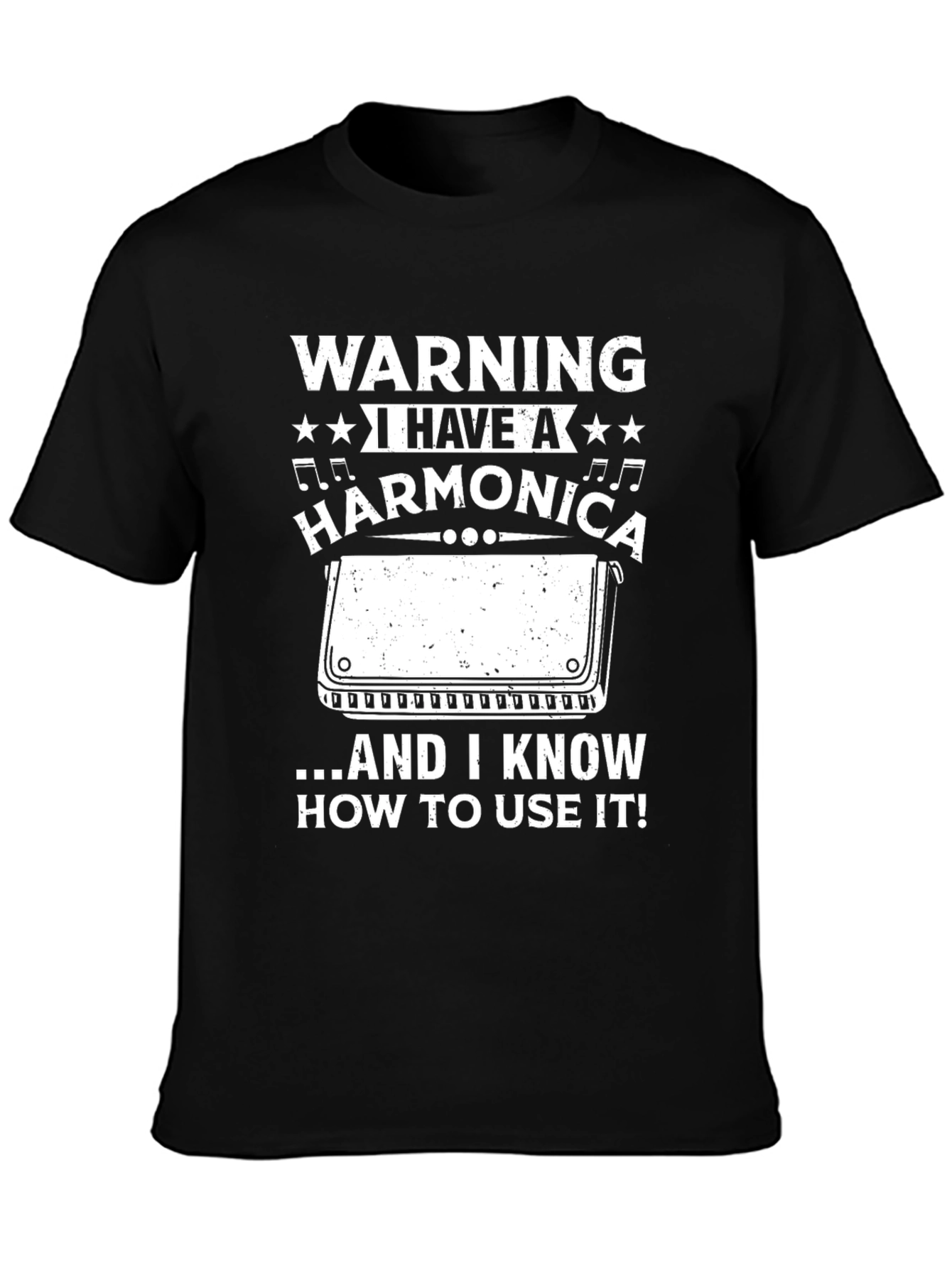 Warning Harmonica Player T-Shirt