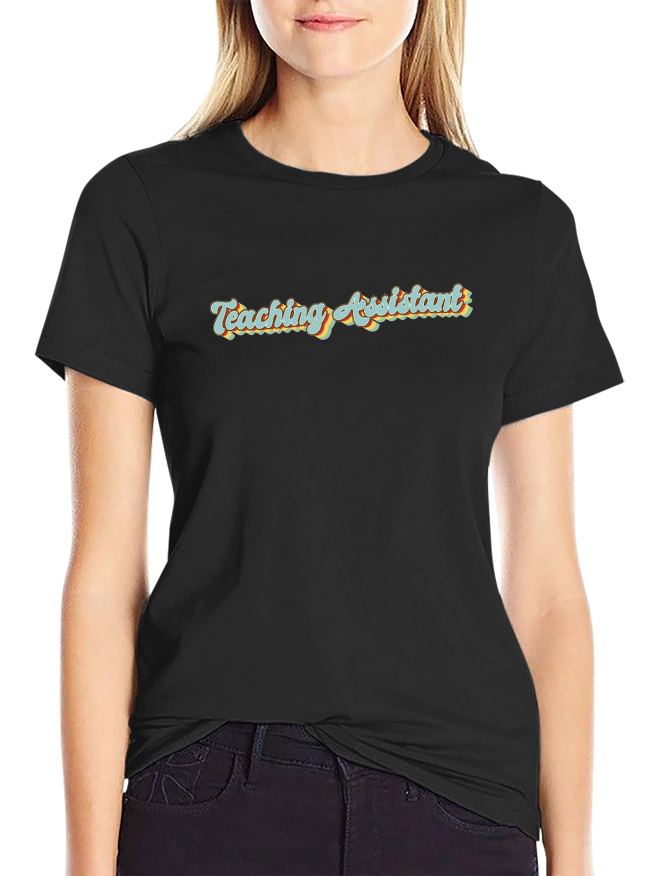 Teaching Assistant Retro Style Black T-Shirt