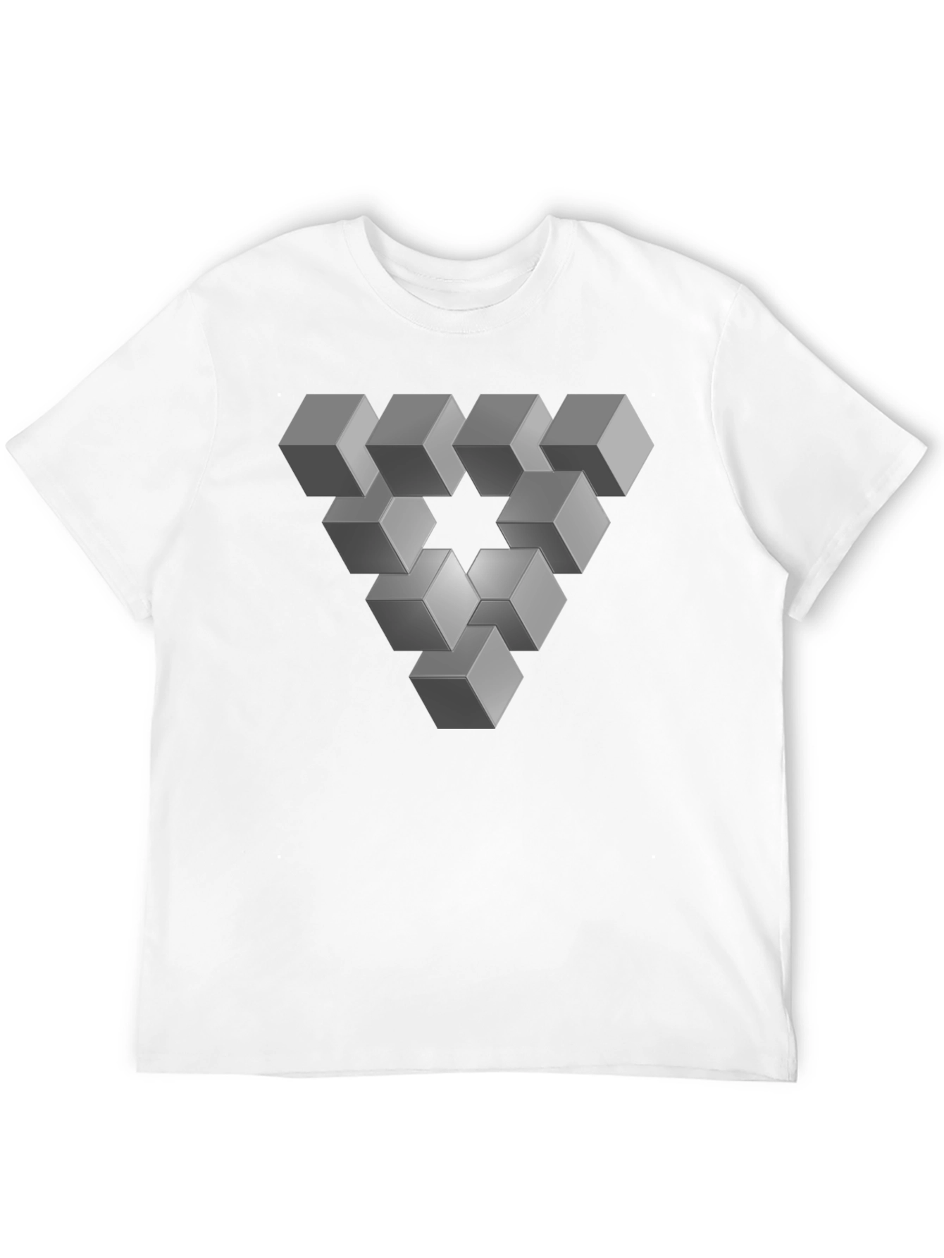 Optical Illusion Cube Triangle Graphic Tee - Black