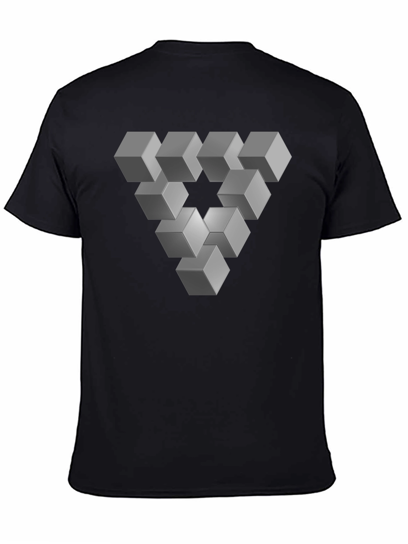Optical Illusion Cube Triangle Graphic Tee - Black