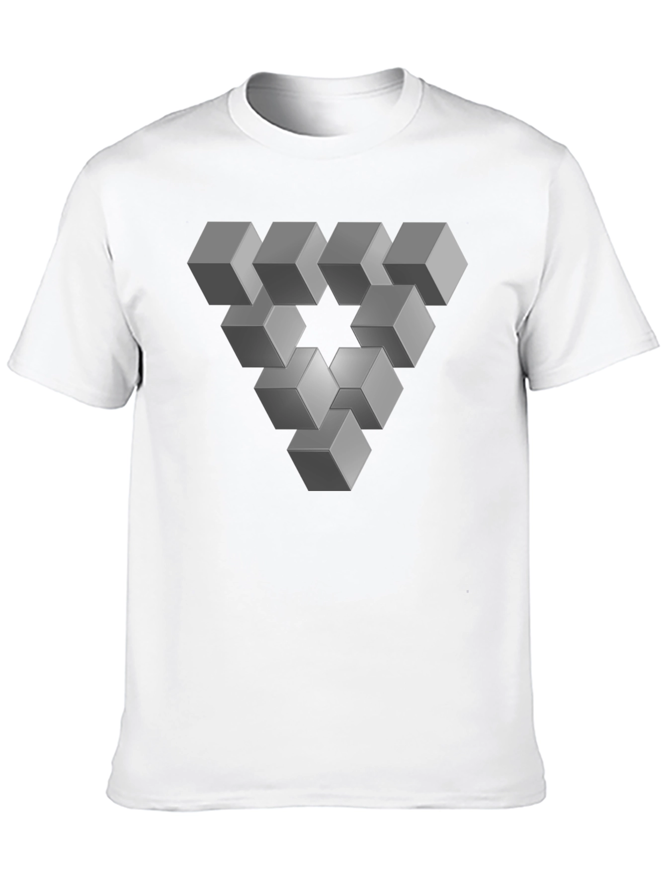 Optical Illusion Cube Triangle Graphic Tee - Black