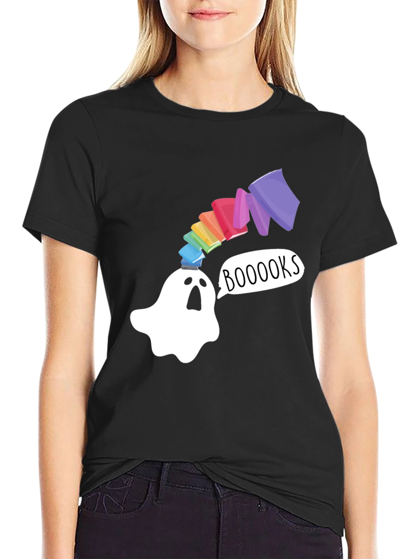 Booooks Ghost T-Shirt - Book Lover Halloween Tee