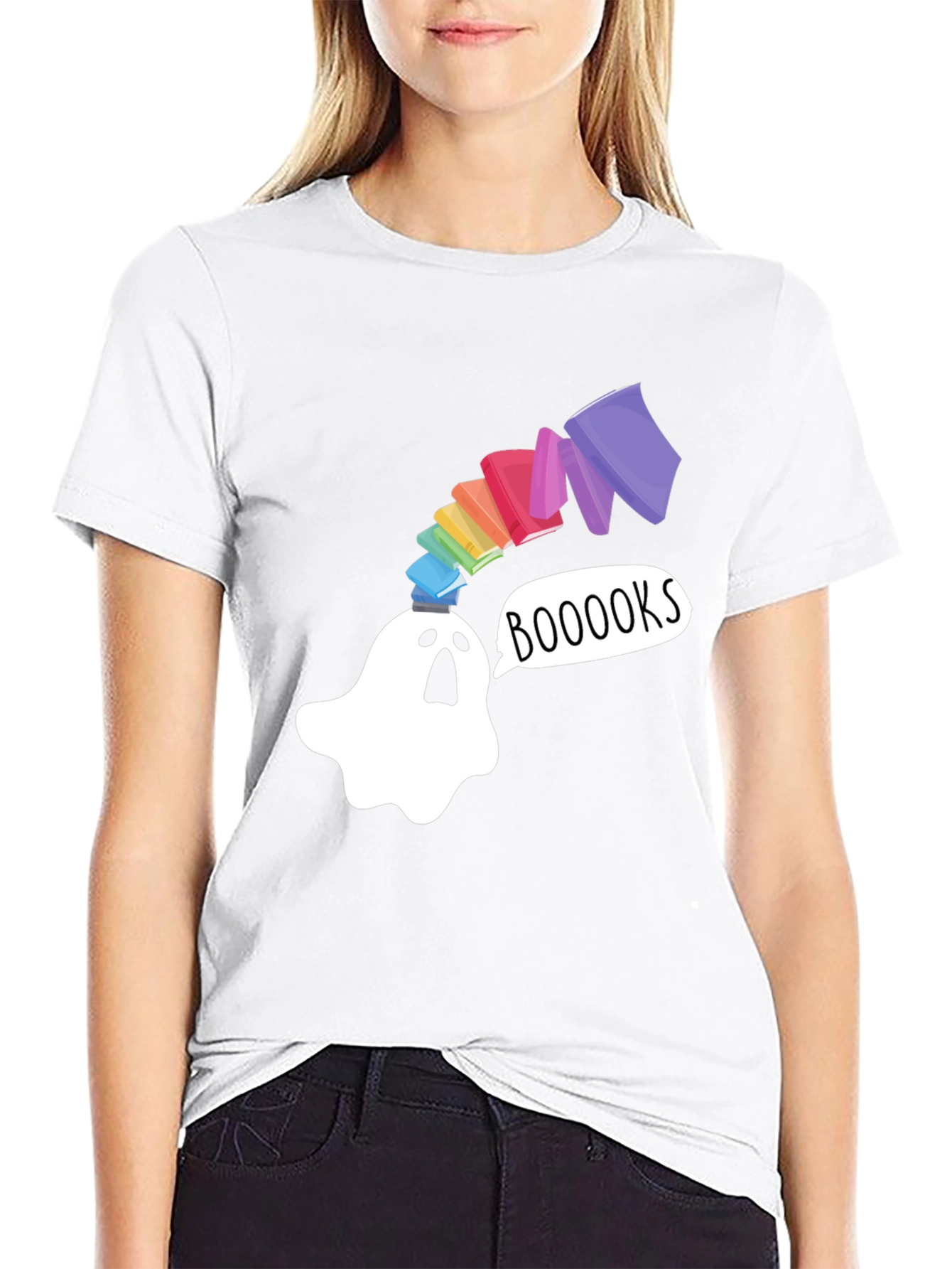 Booooks Ghost T-Shirt - Book Lover Halloween Tee