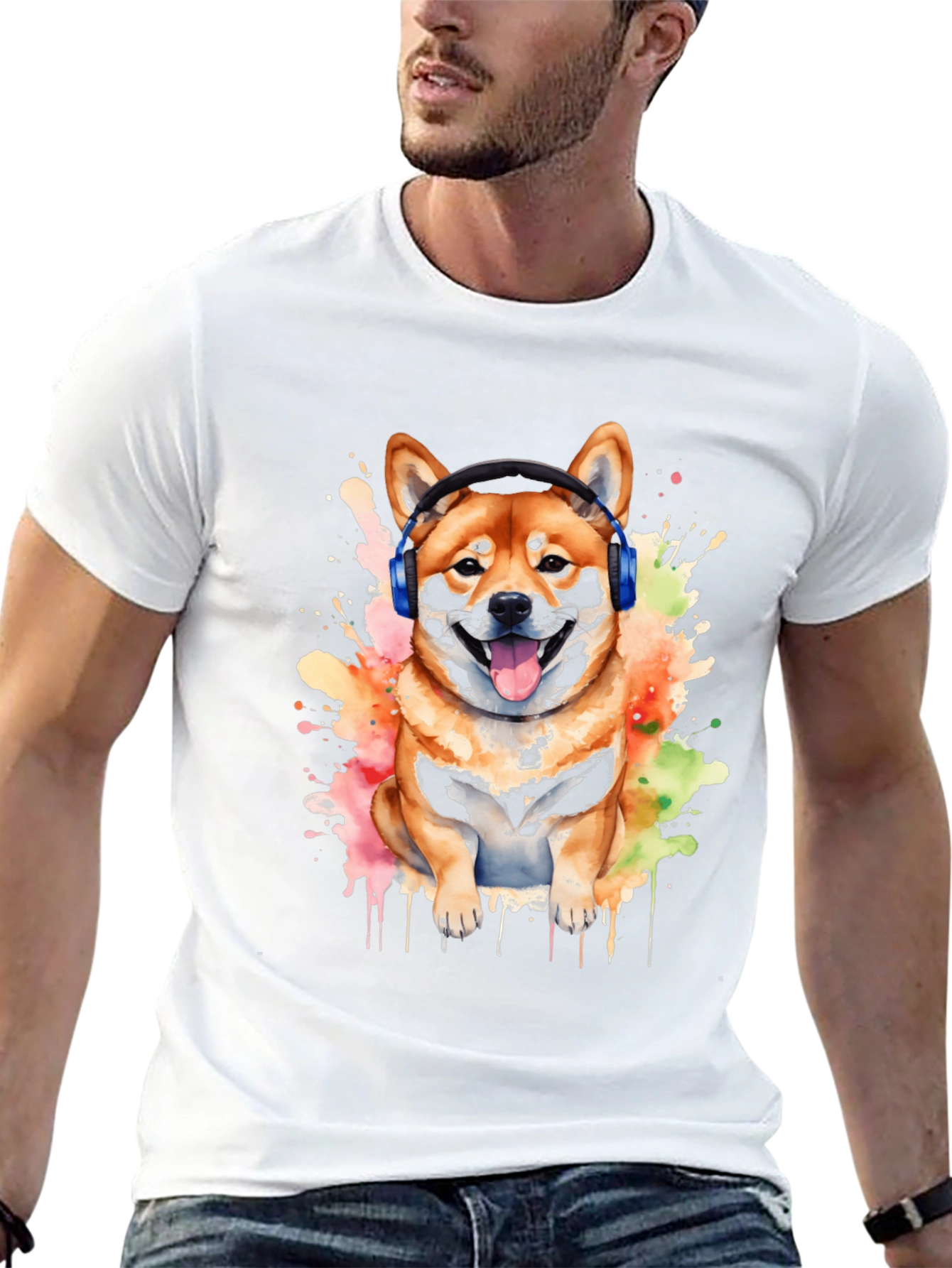 Shiba Inu DJ Mens Graphic Tee