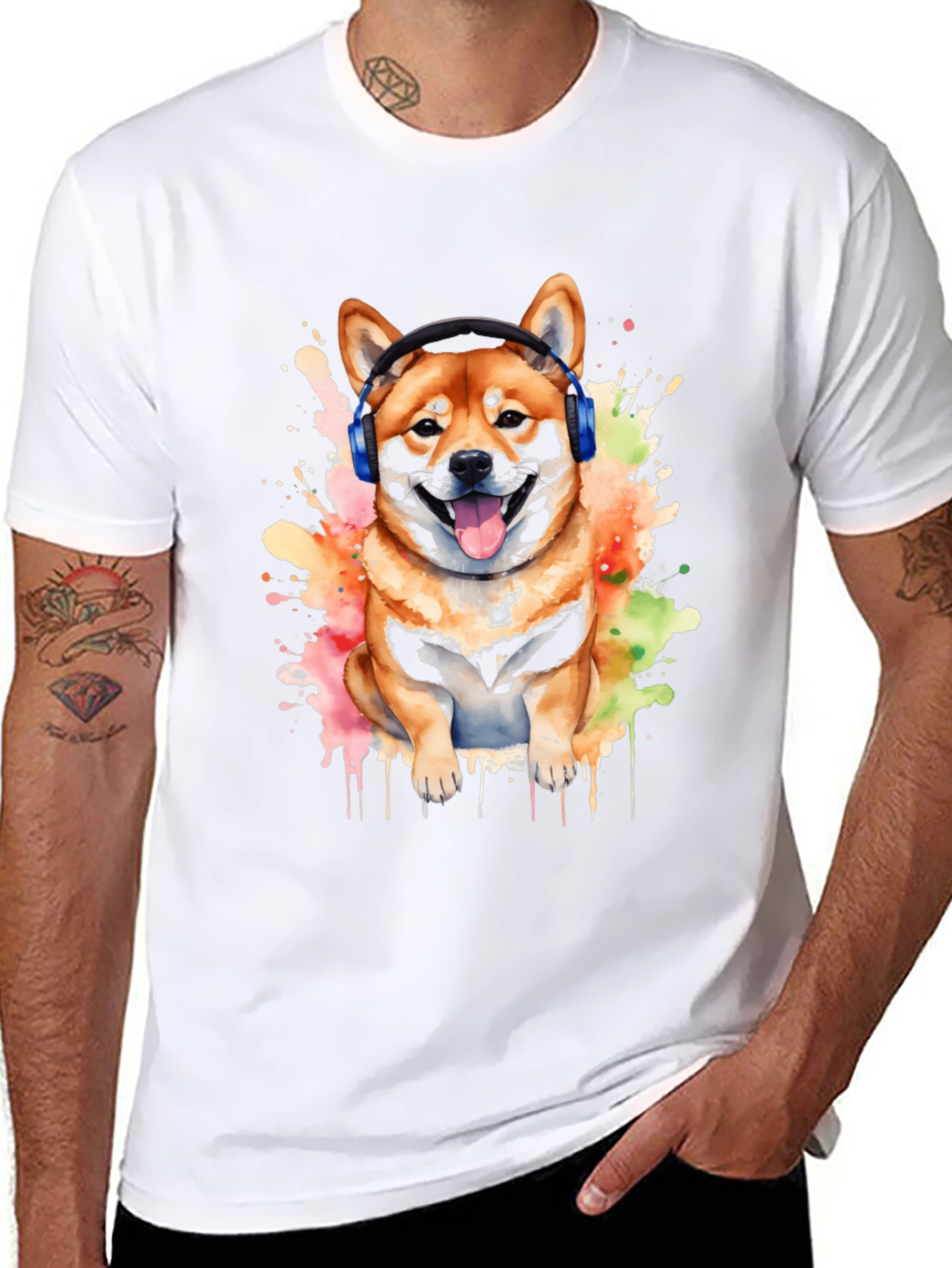 Shiba Inu DJ Mens Graphic Tee