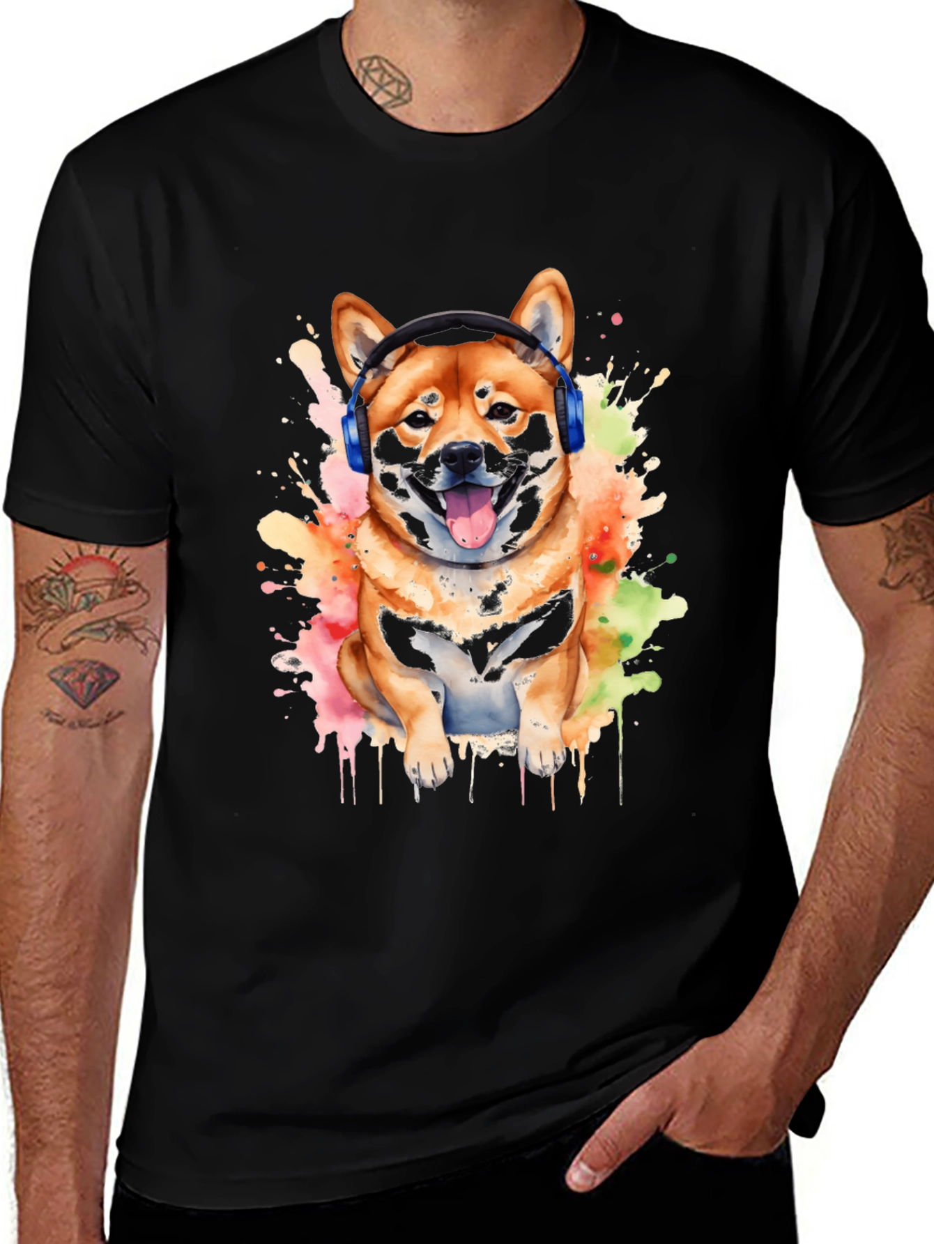Shiba Inu DJ Mens Graphic Tee