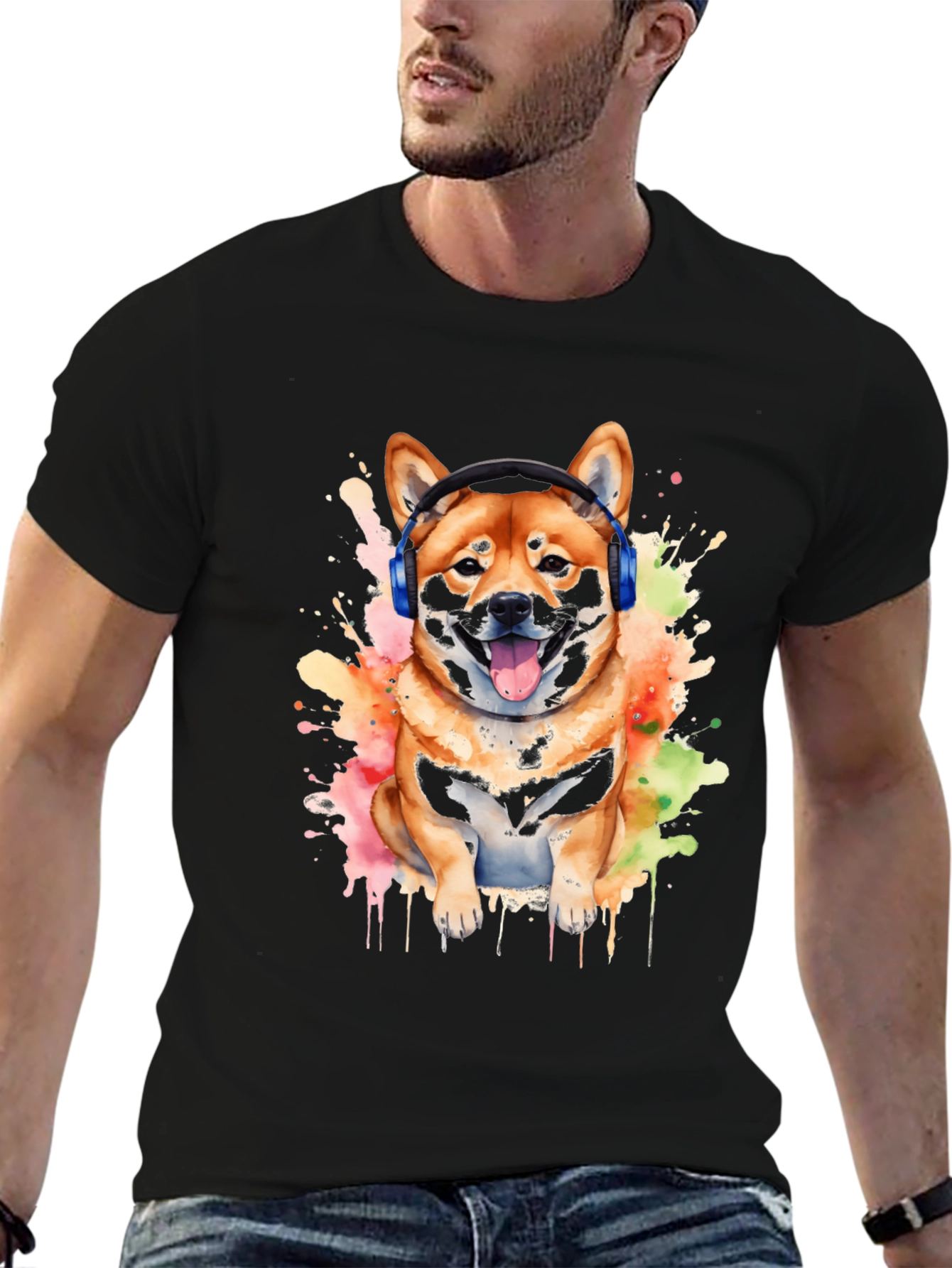 Shiba Inu DJ Mens Graphic Tee
