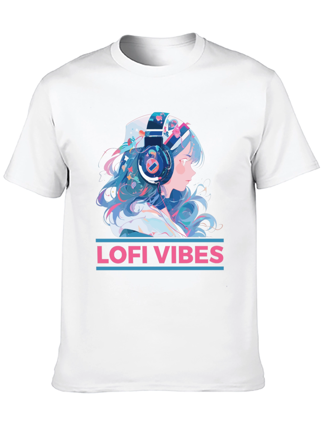 Lofi Vibes Anime Girl Black T-Shirt