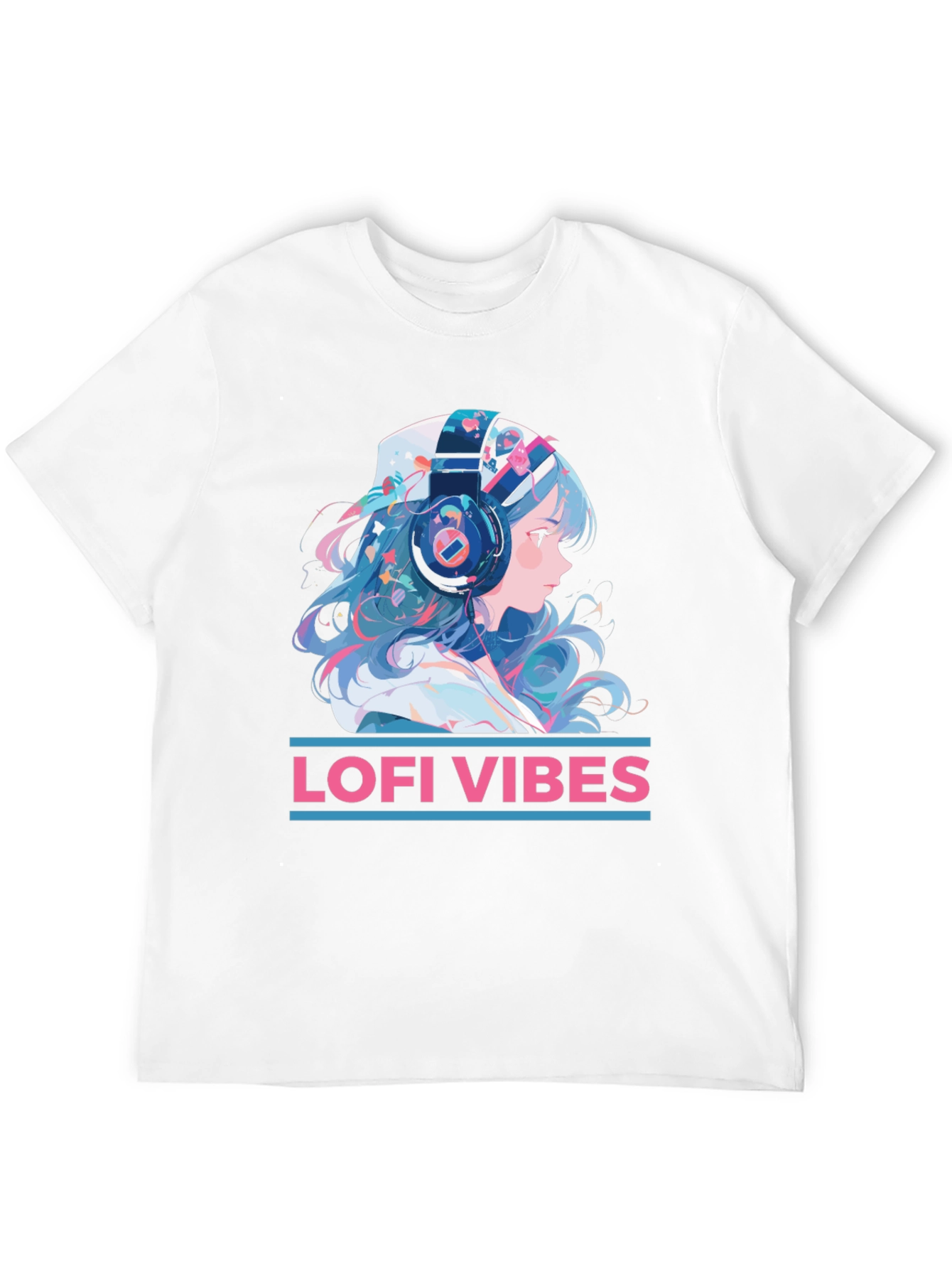 Lofi Vibes Anime Girl Black T-Shirt