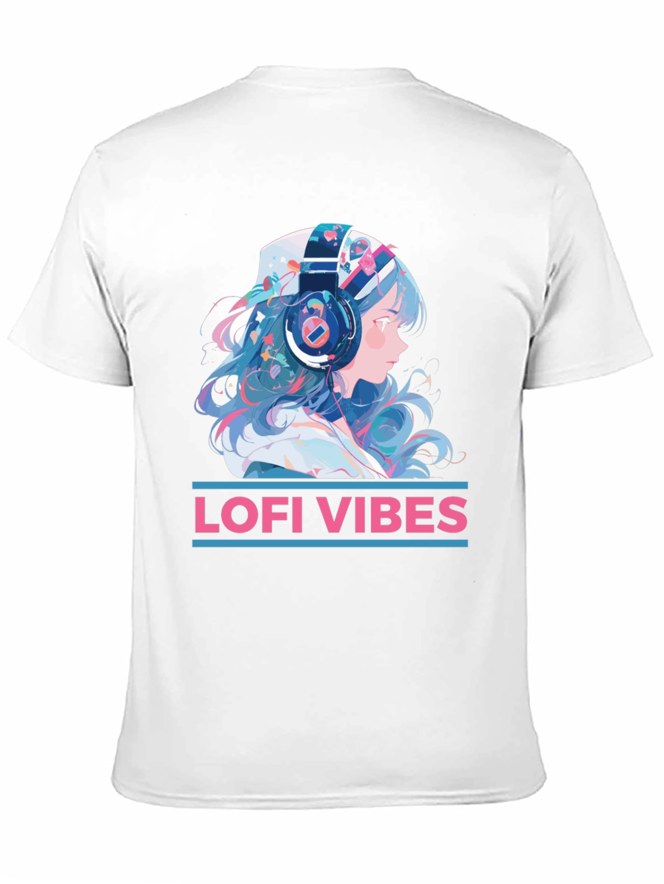 Lofi Vibes Anime Girl Black T-Shirt