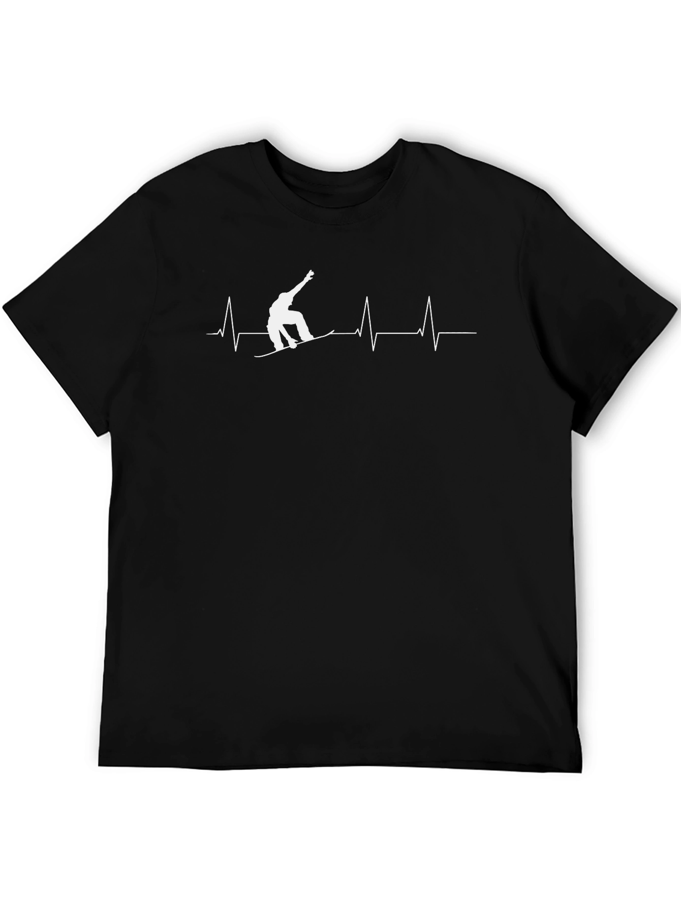 Snowboard Heartbeat T-Shirt - Black Graphic Tee