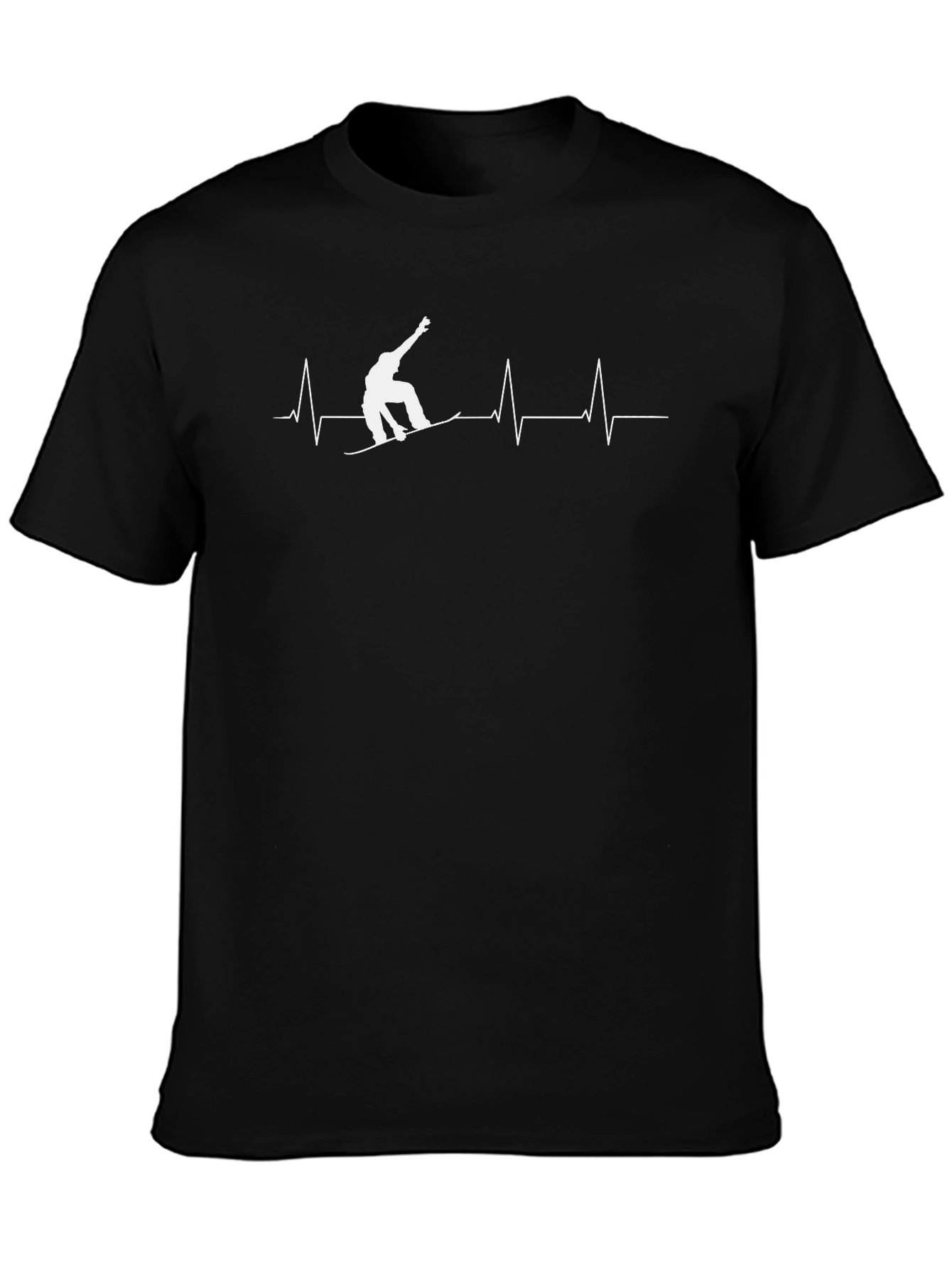 Snowboard Heartbeat T-Shirt - Black Graphic Tee