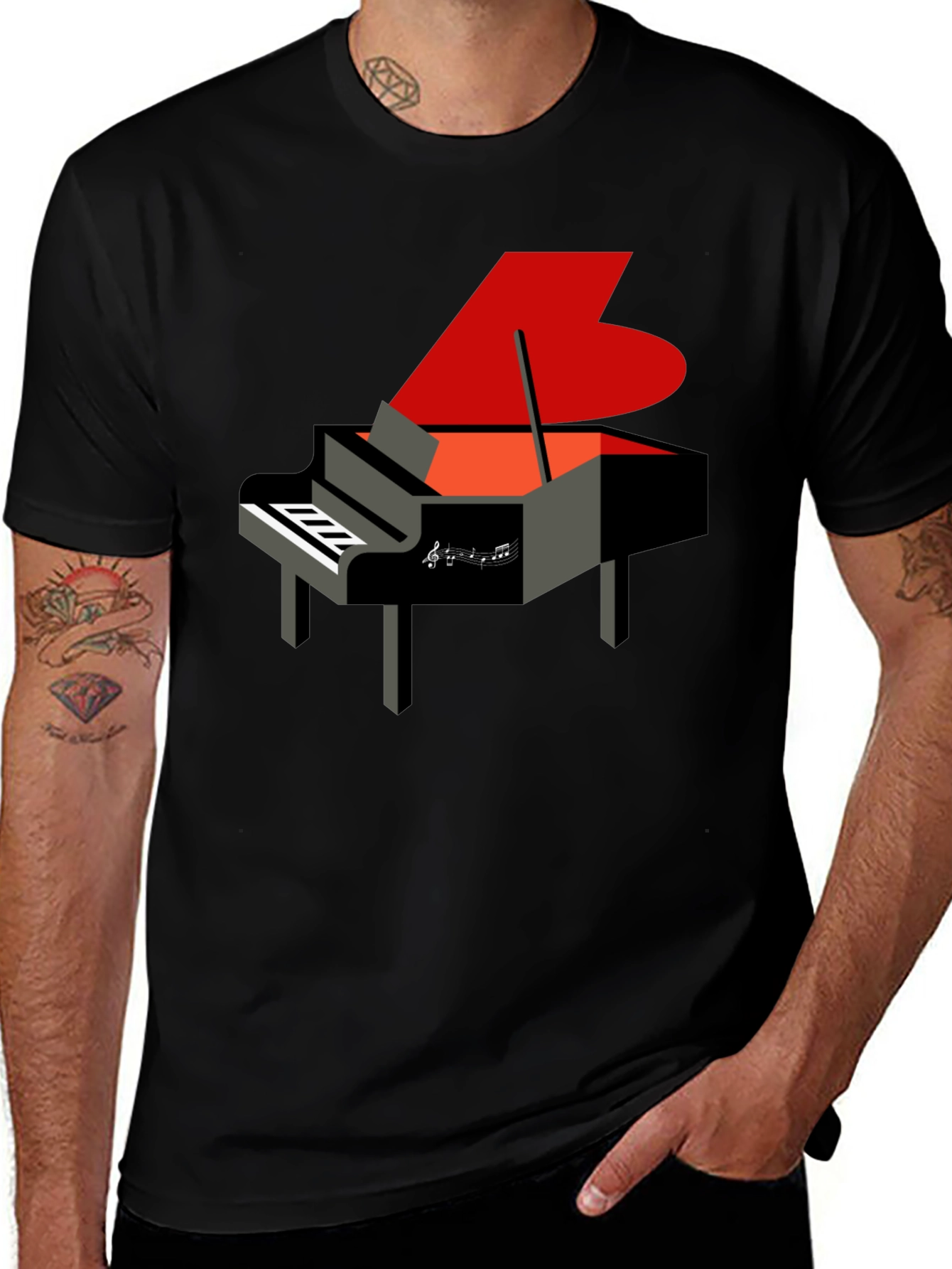 Piano Graphic Print Tee - Music Lover Gift