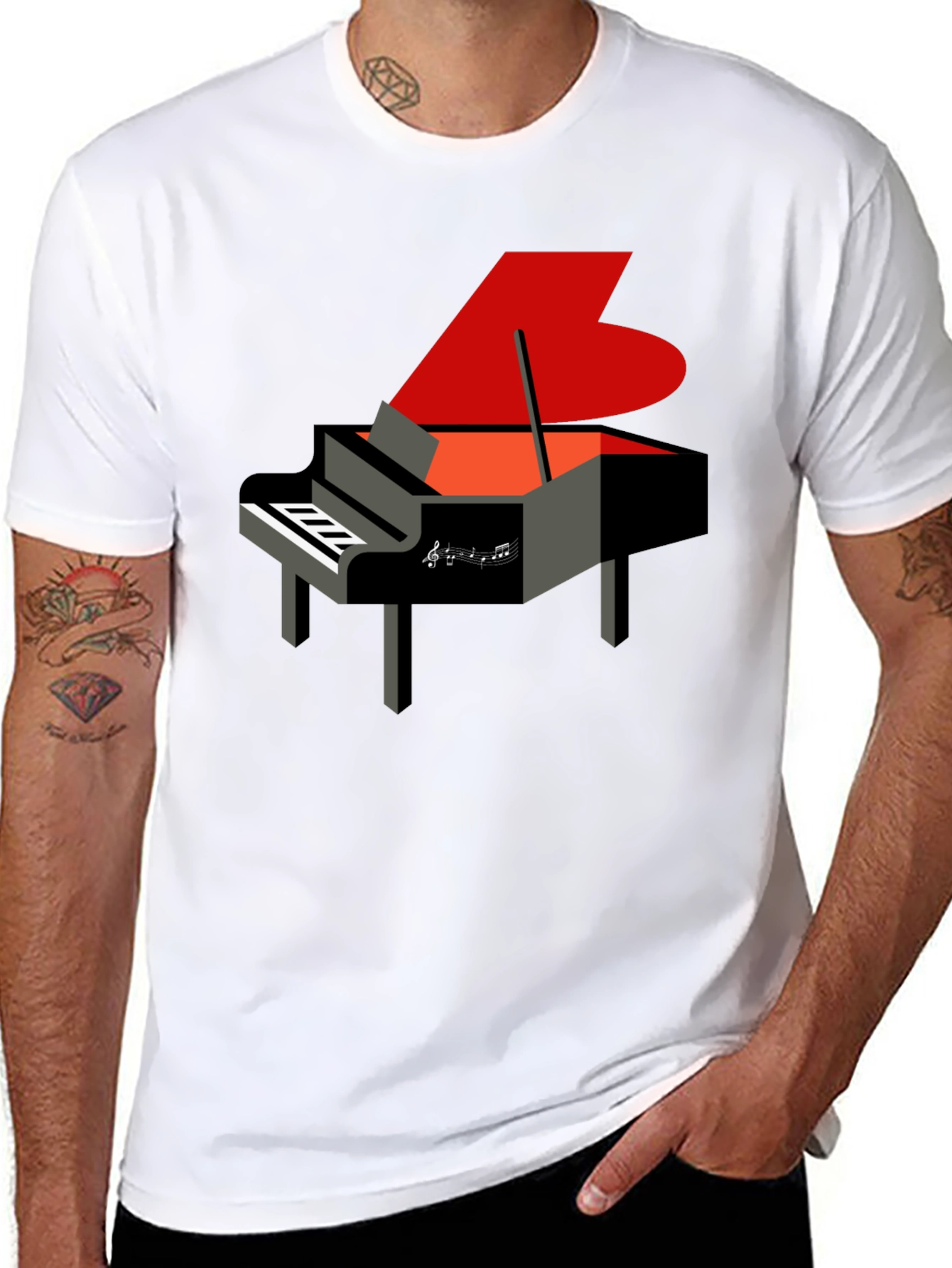 Piano Graphic Print Tee - Music Lover Gift