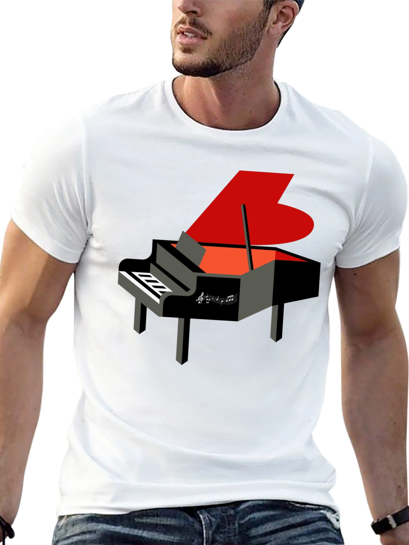 Piano Graphic Print Tee - Music Lover Gift