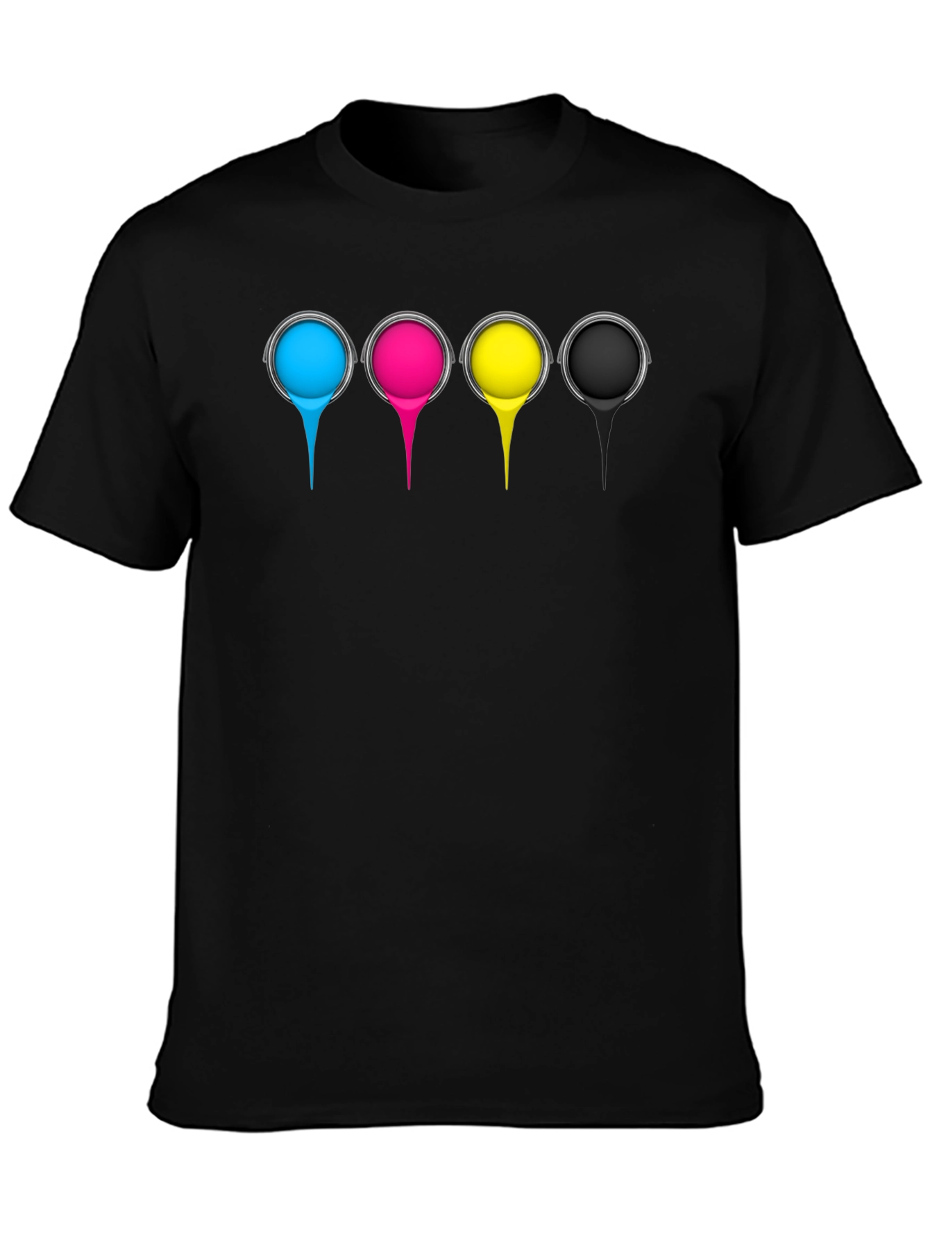 CMYK Paint Drip Graphic T-Shirt - Black