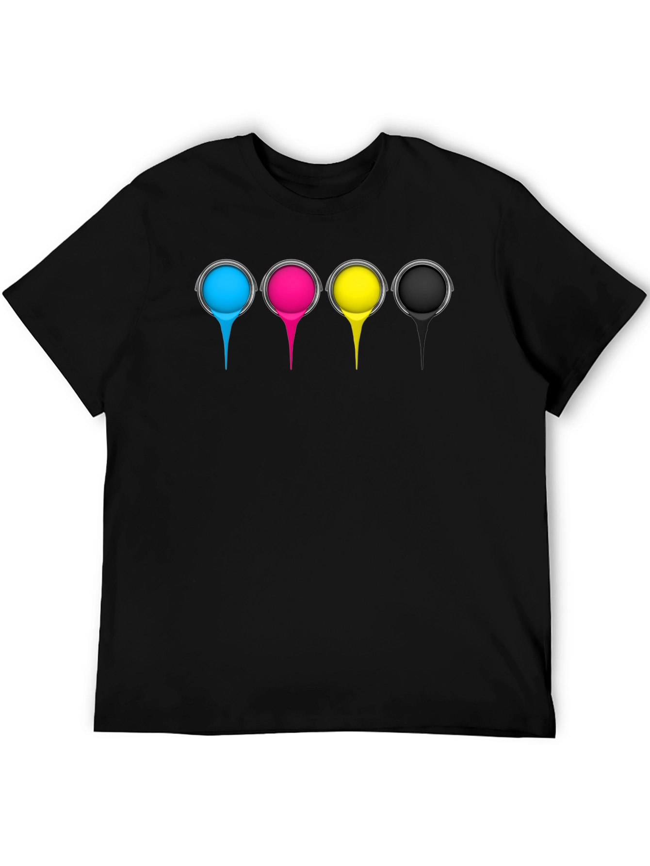 CMYK Paint Drip Graphic T-Shirt - Black