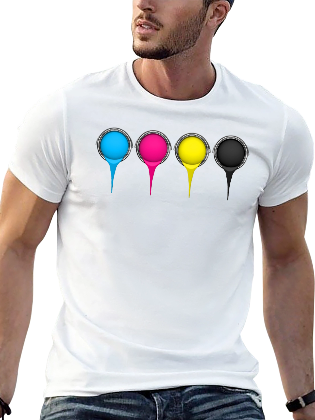 CMYK Paint Drip Graphic T-Shirt - Black