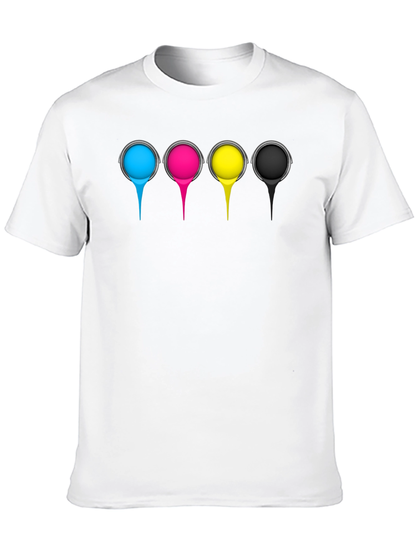 CMYK Paint Drip Graphic T-Shirt - Black