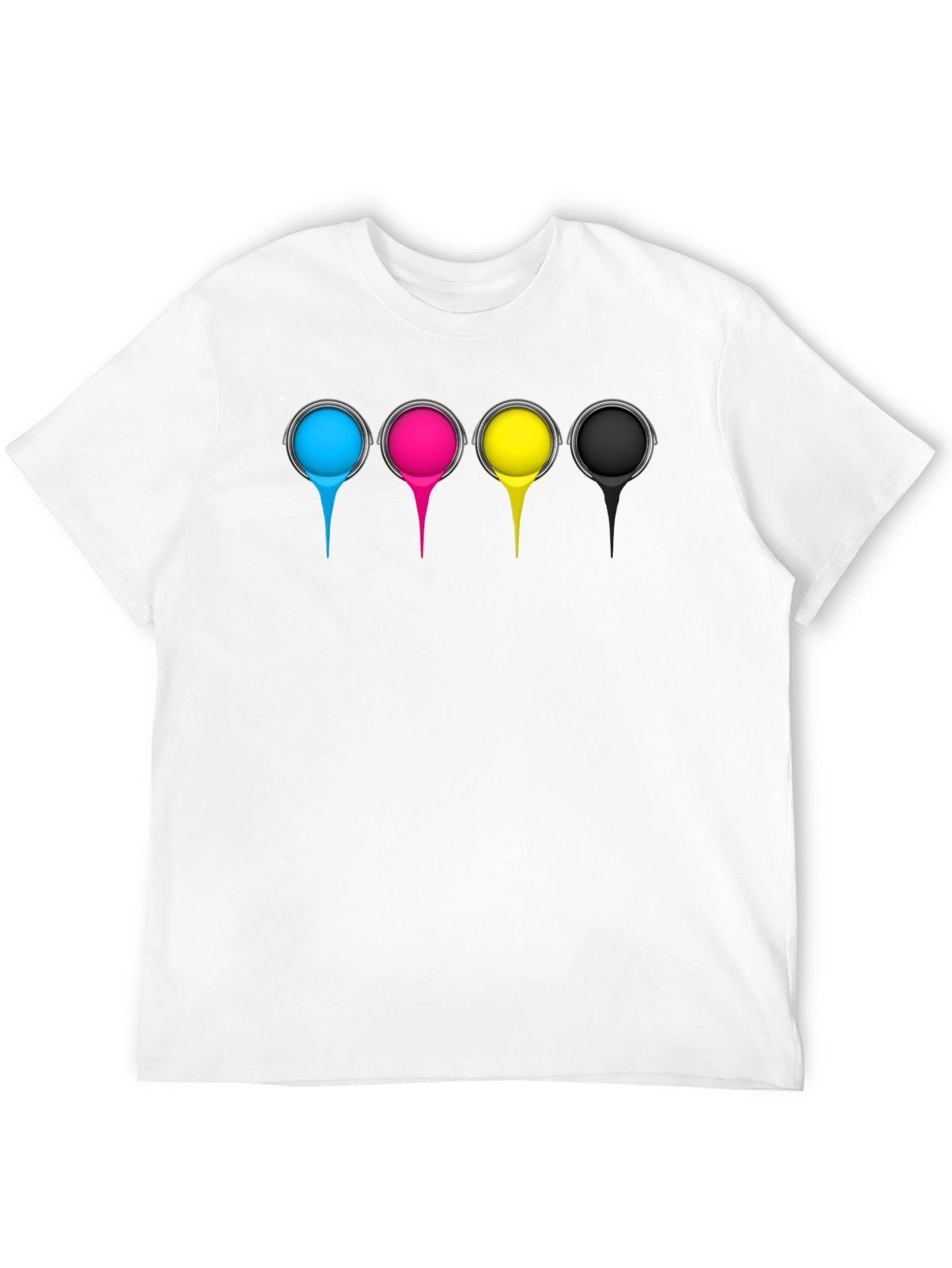 CMYK Paint Drip Graphic T-Shirt - Black