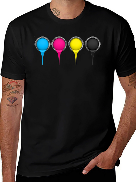 CMYK Paint Drip Graphic T-Shirt - Black