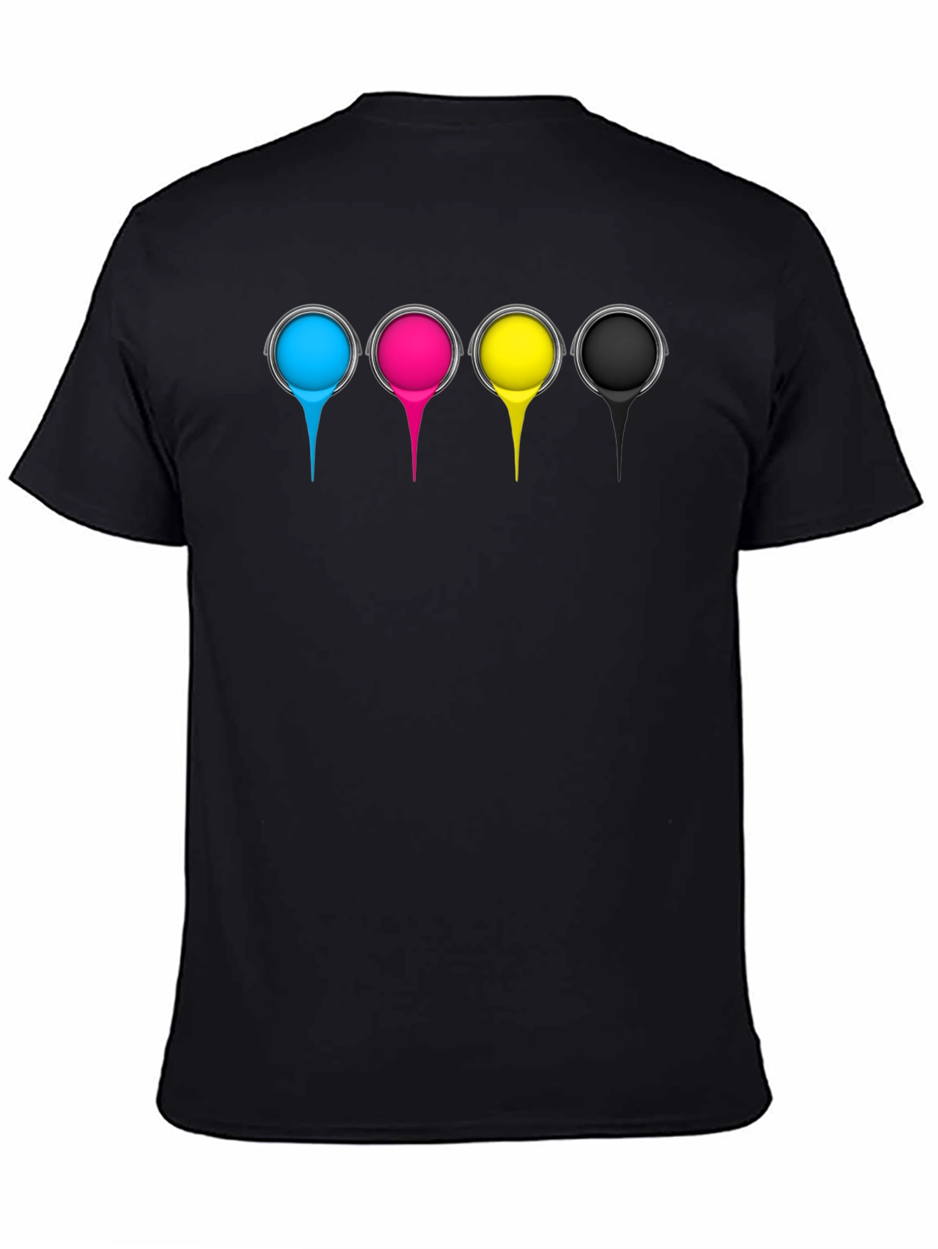 CMYK Paint Drip Graphic T-Shirt - Black