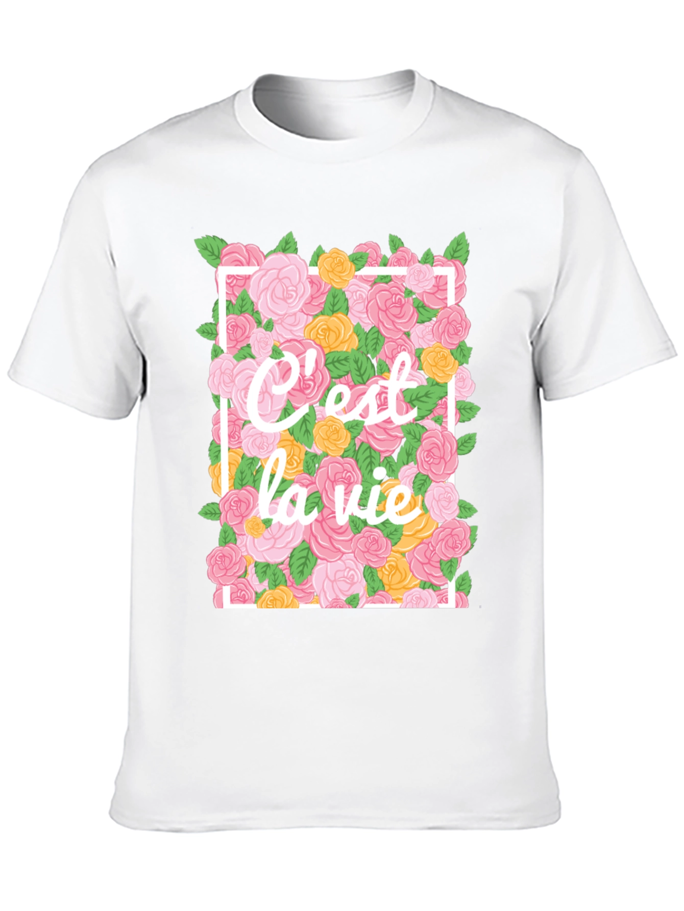 Cest La Vie Floral T-Shirt - Black