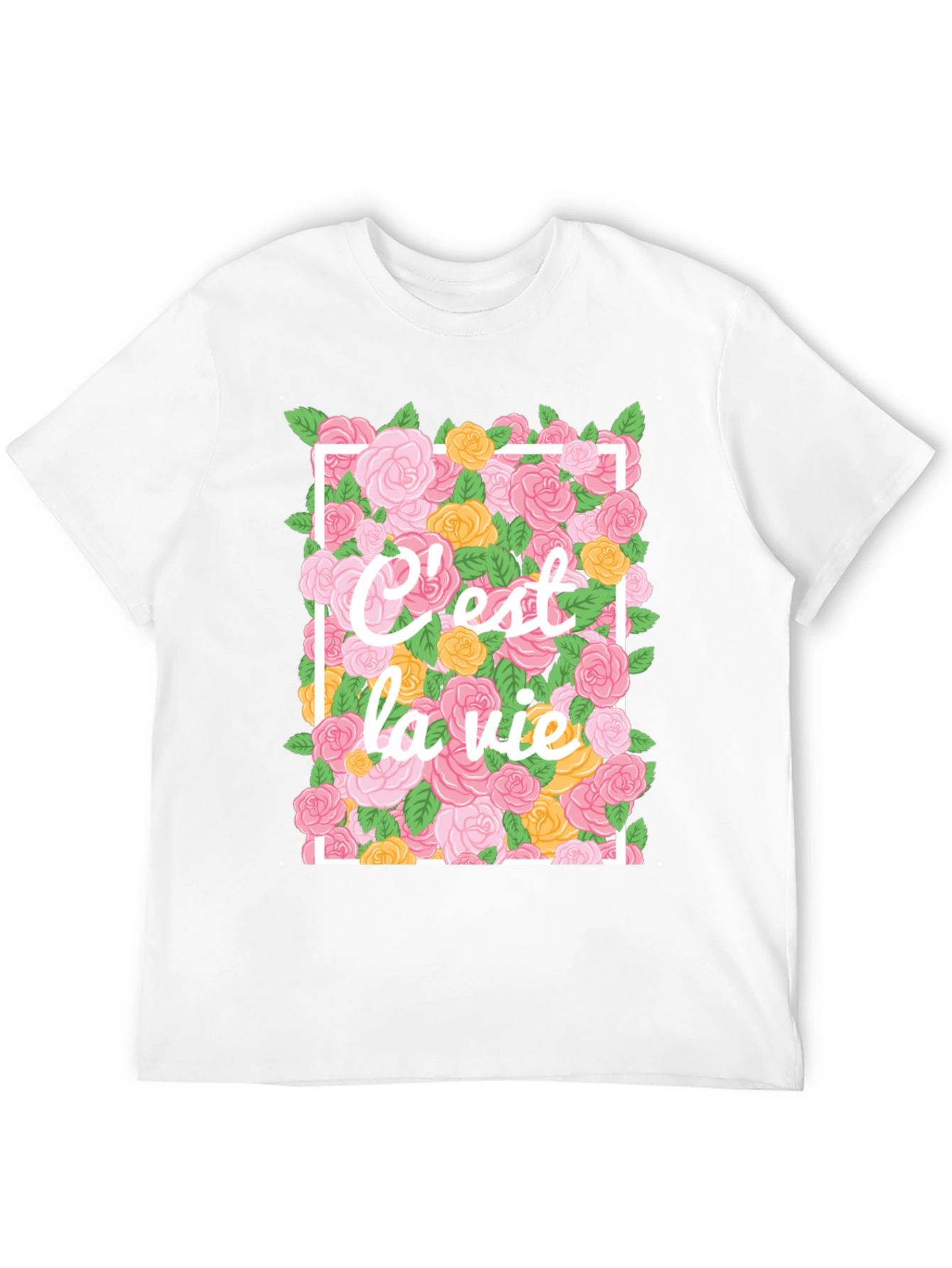 Cest La Vie Floral T-Shirt - Black