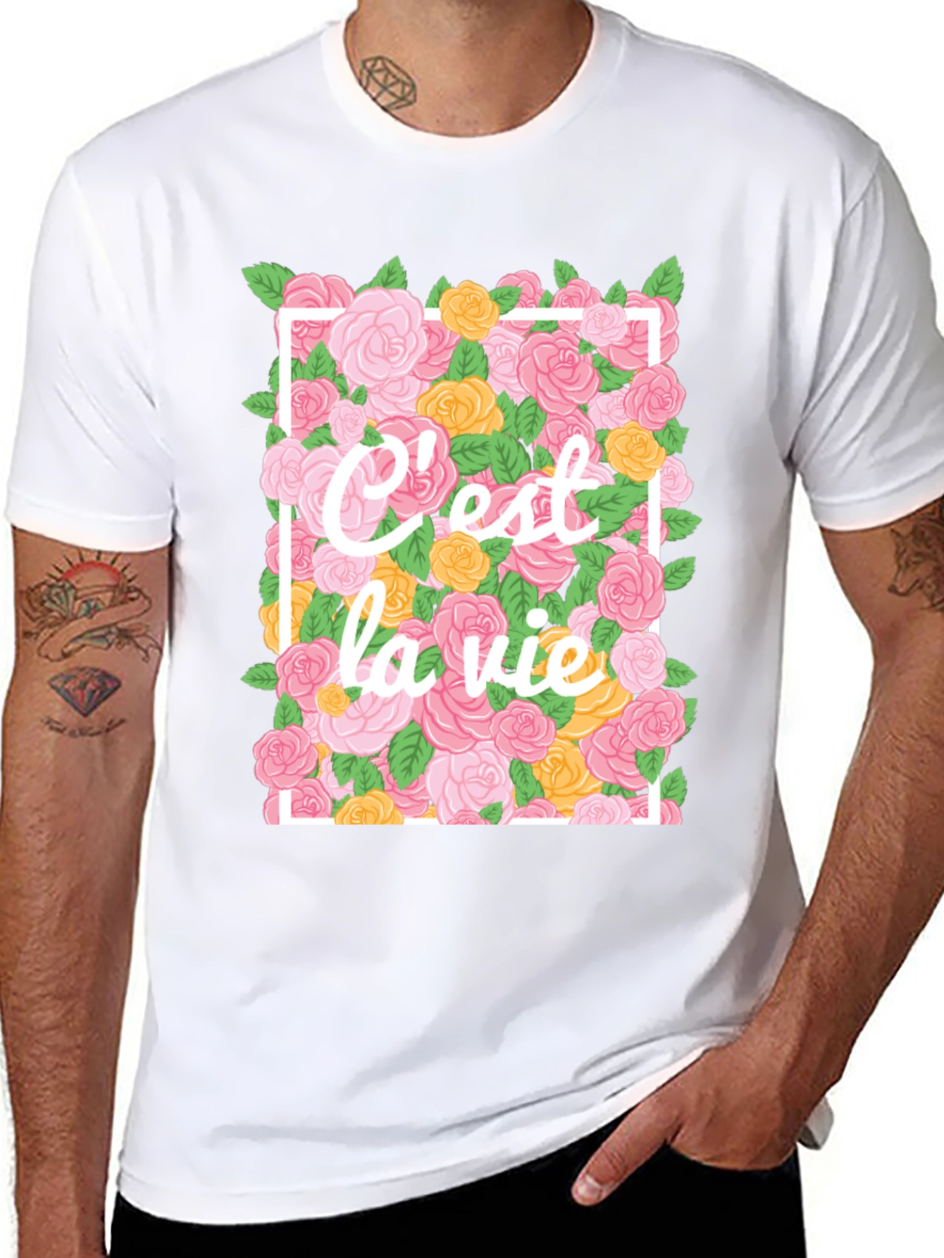 Cest La Vie Floral T-Shirt - Black