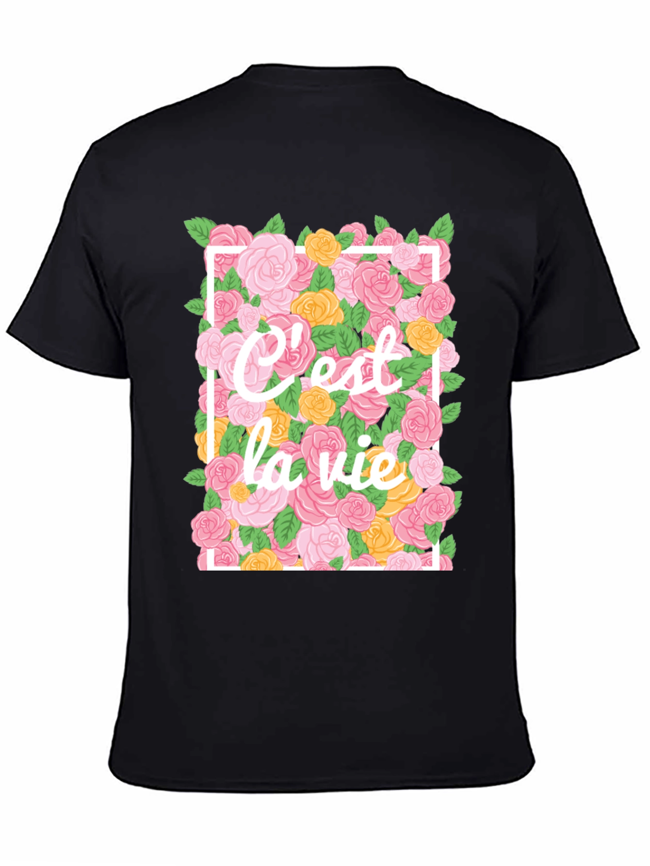 Cest La Vie Floral T-Shirt - Black