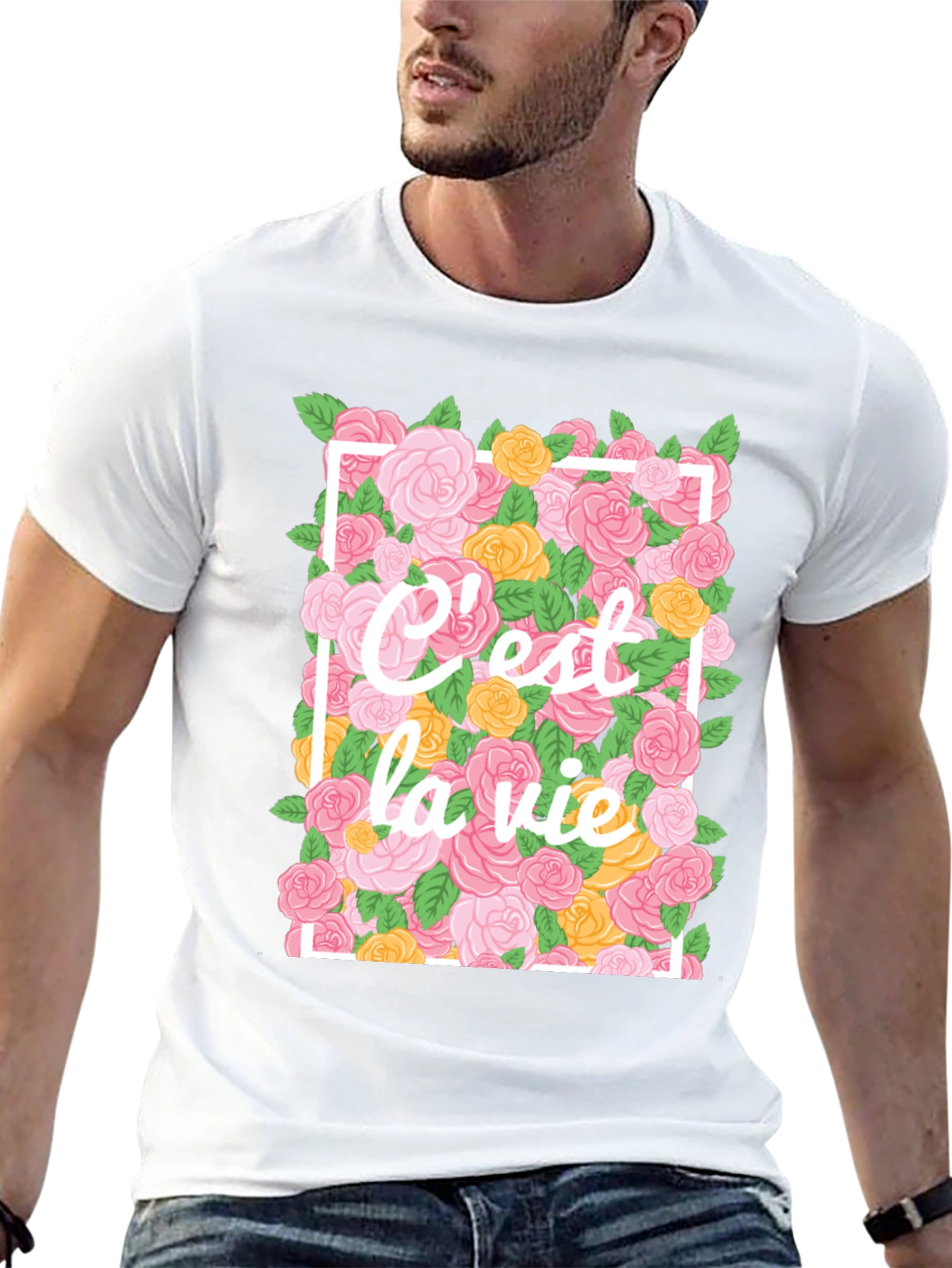Cest La Vie Floral T-Shirt - Black