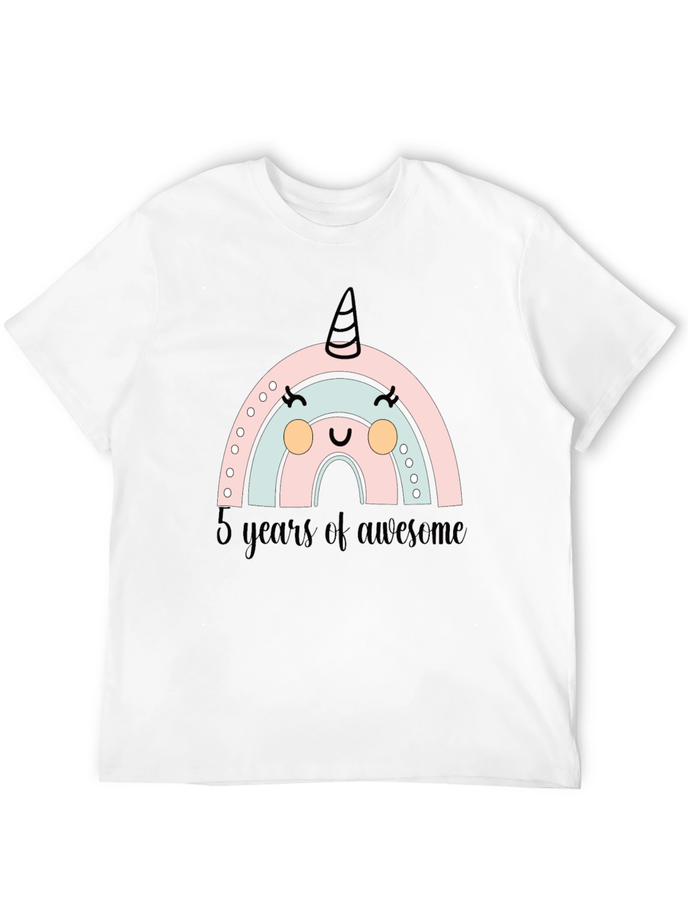 Cute Rainbow Unicorn 5th Birthday T-Shirt