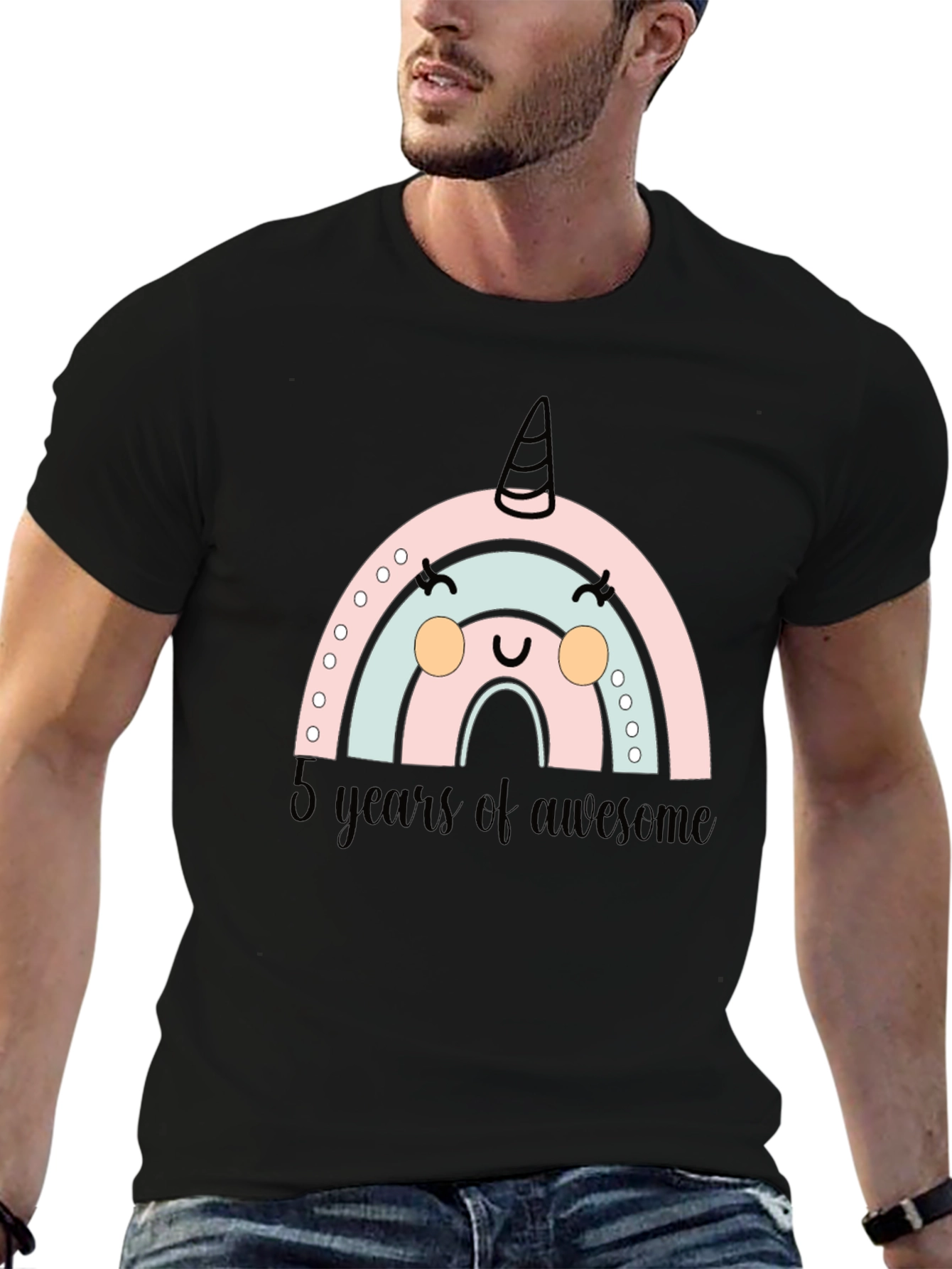 Cute Rainbow Unicorn 5th Birthday T-Shirt