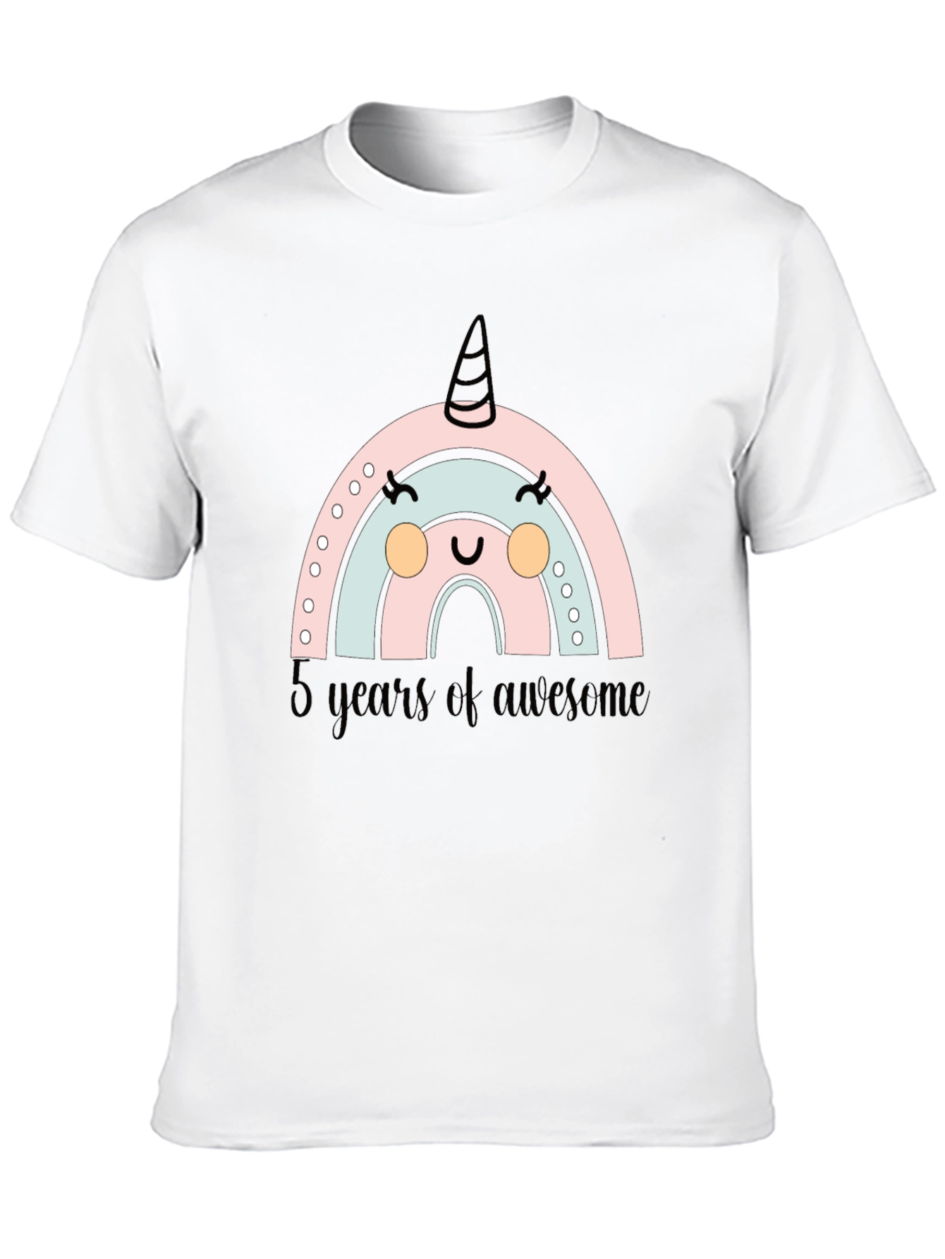 Cute Rainbow Unicorn 5th Birthday T-Shirt